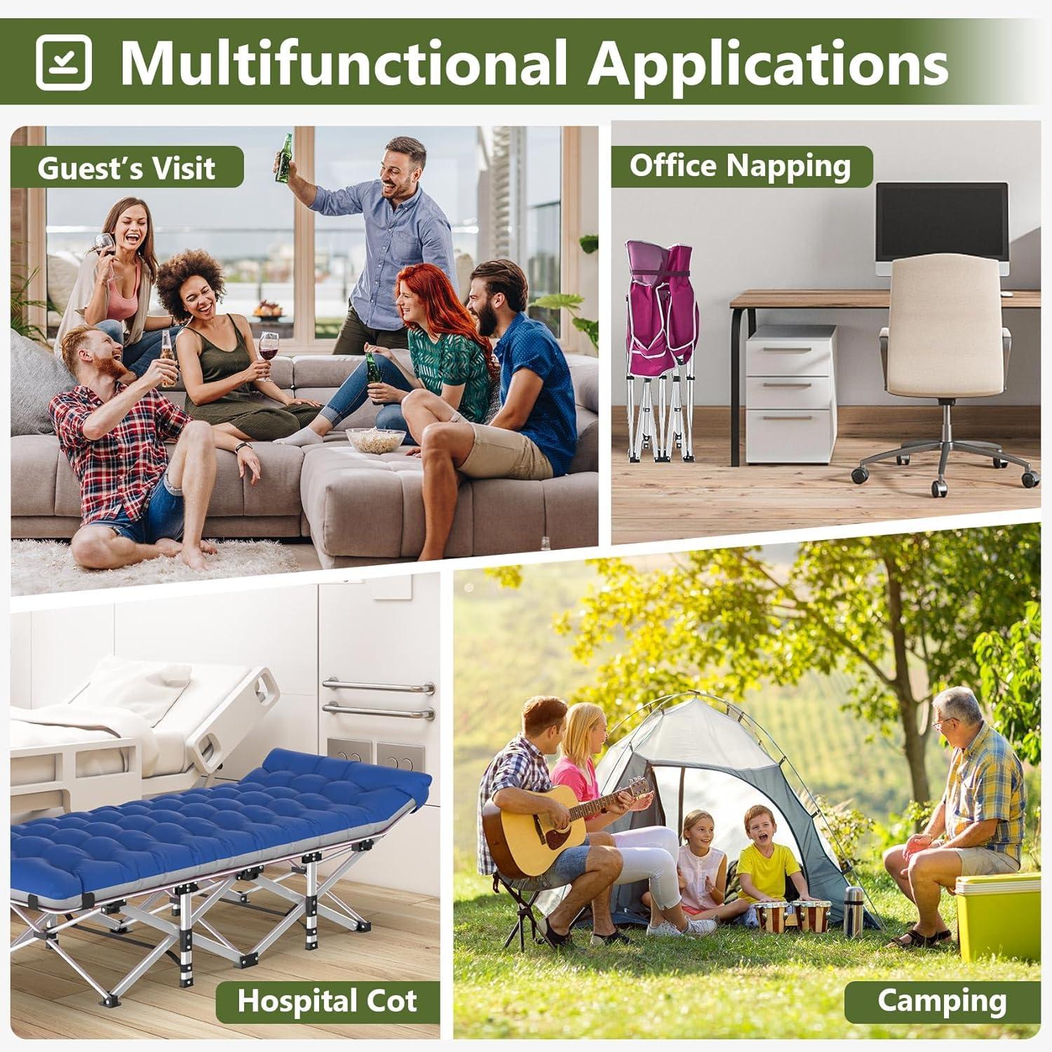 Suteck Folding Camping Cot Portable Outdoor Heavy Duty Sleeping Cot with Mattress and Carry Bag