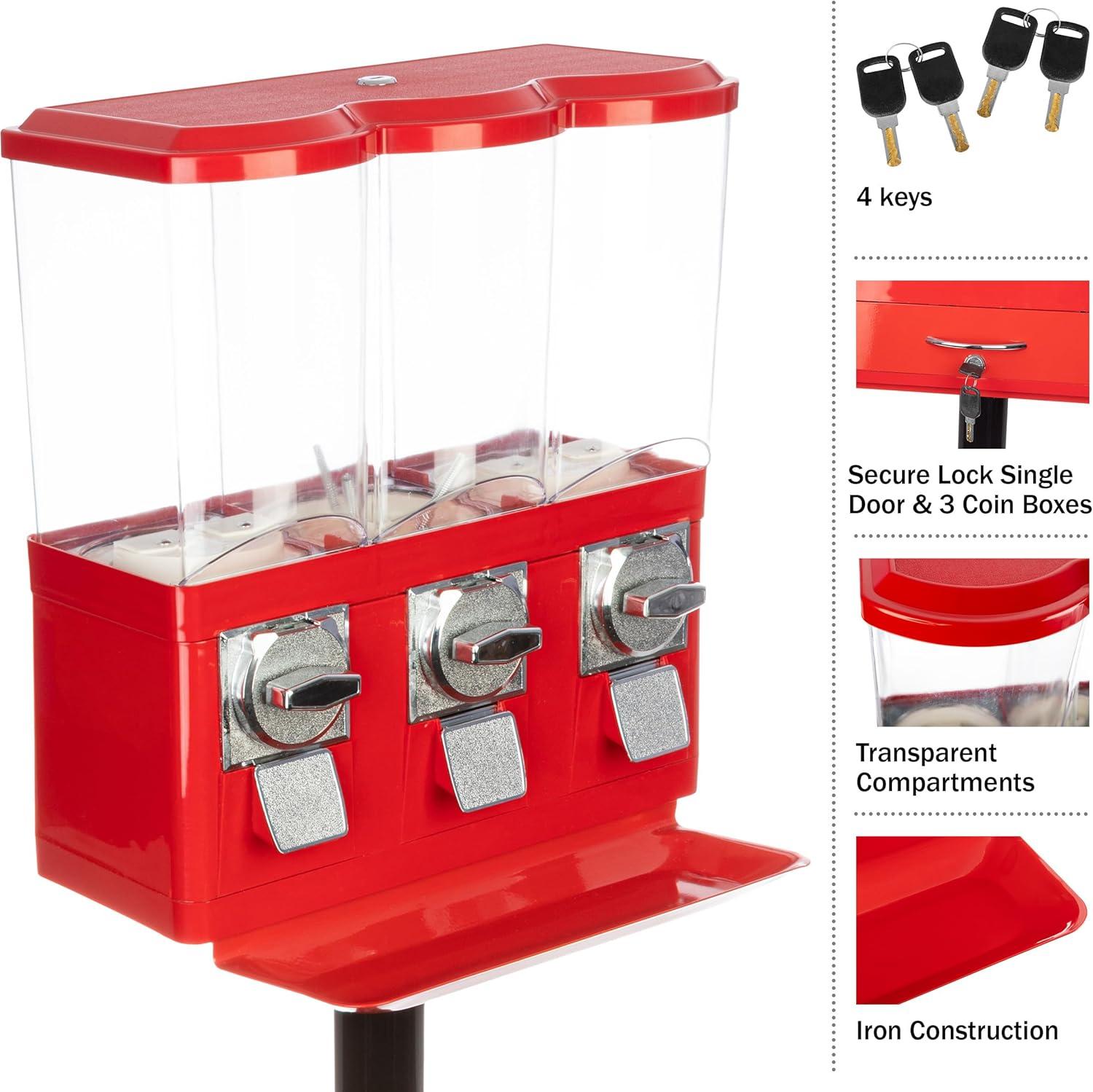 Great Northern Popcorn Great Northern Popcorn Triple Gumball Machine with Stand Red