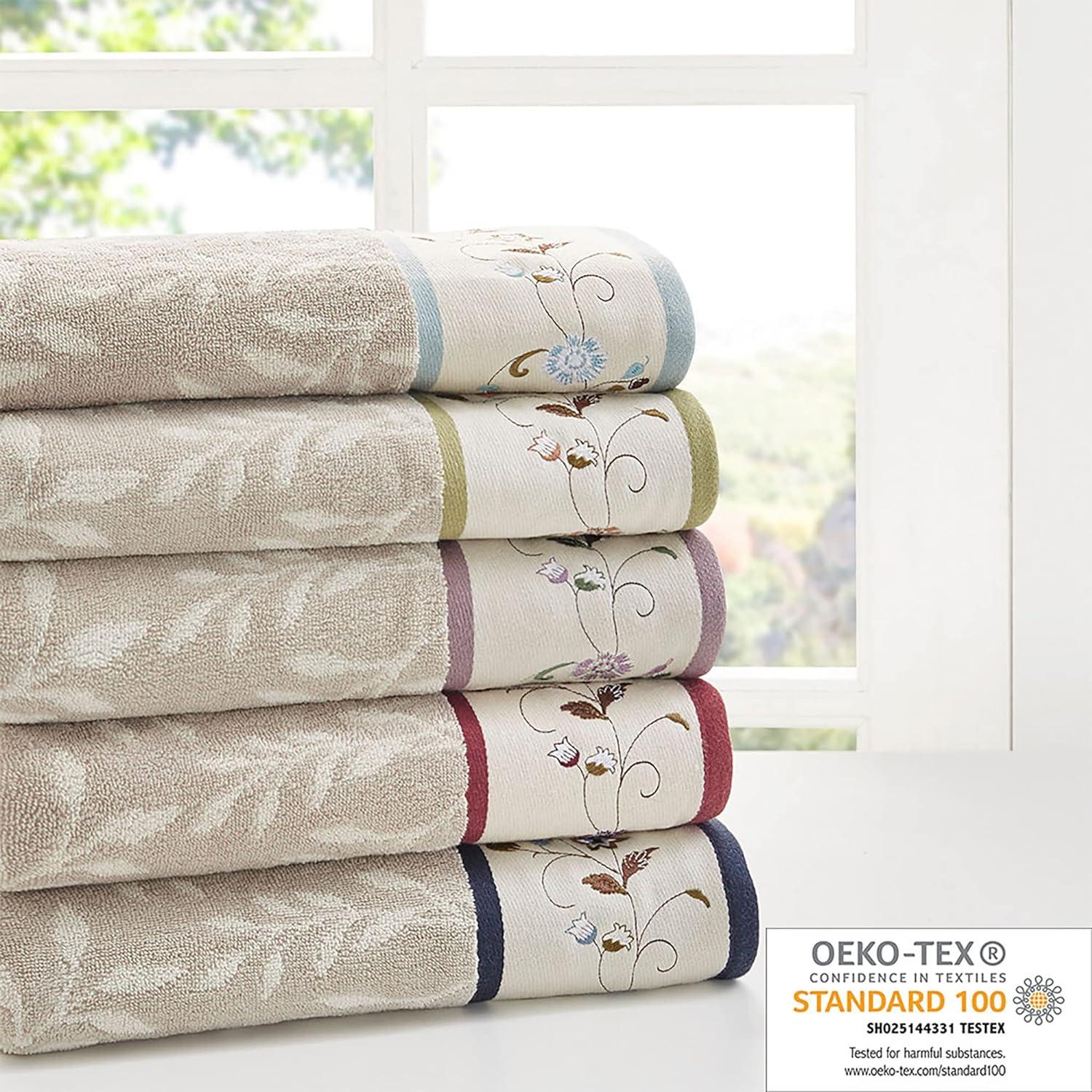 Madison Park Raheem Embroidered Cotton Jacquard Towel Set (Set of 6)