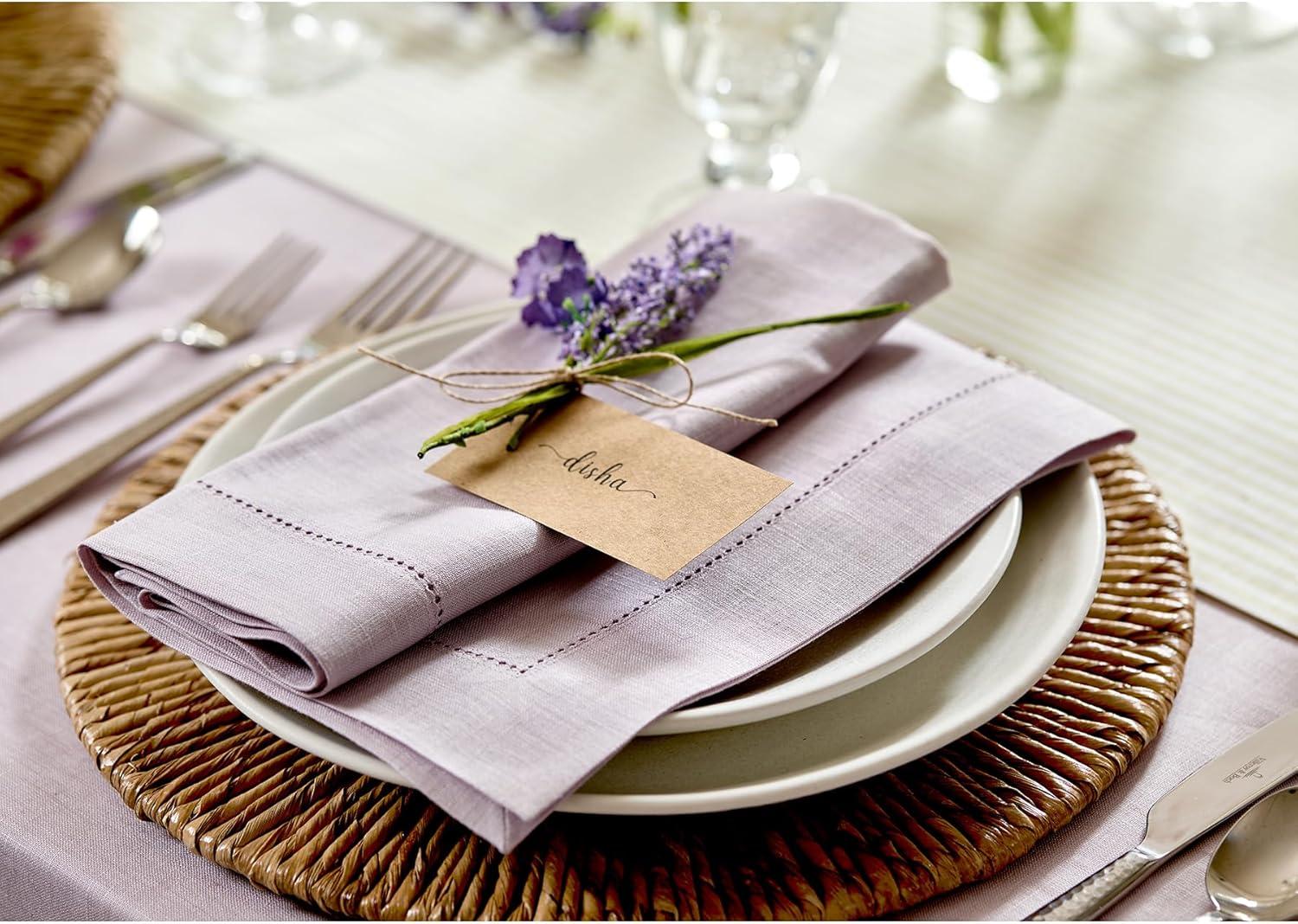 Lilac Linen Hemstitch Dinner Napkins Set of 6