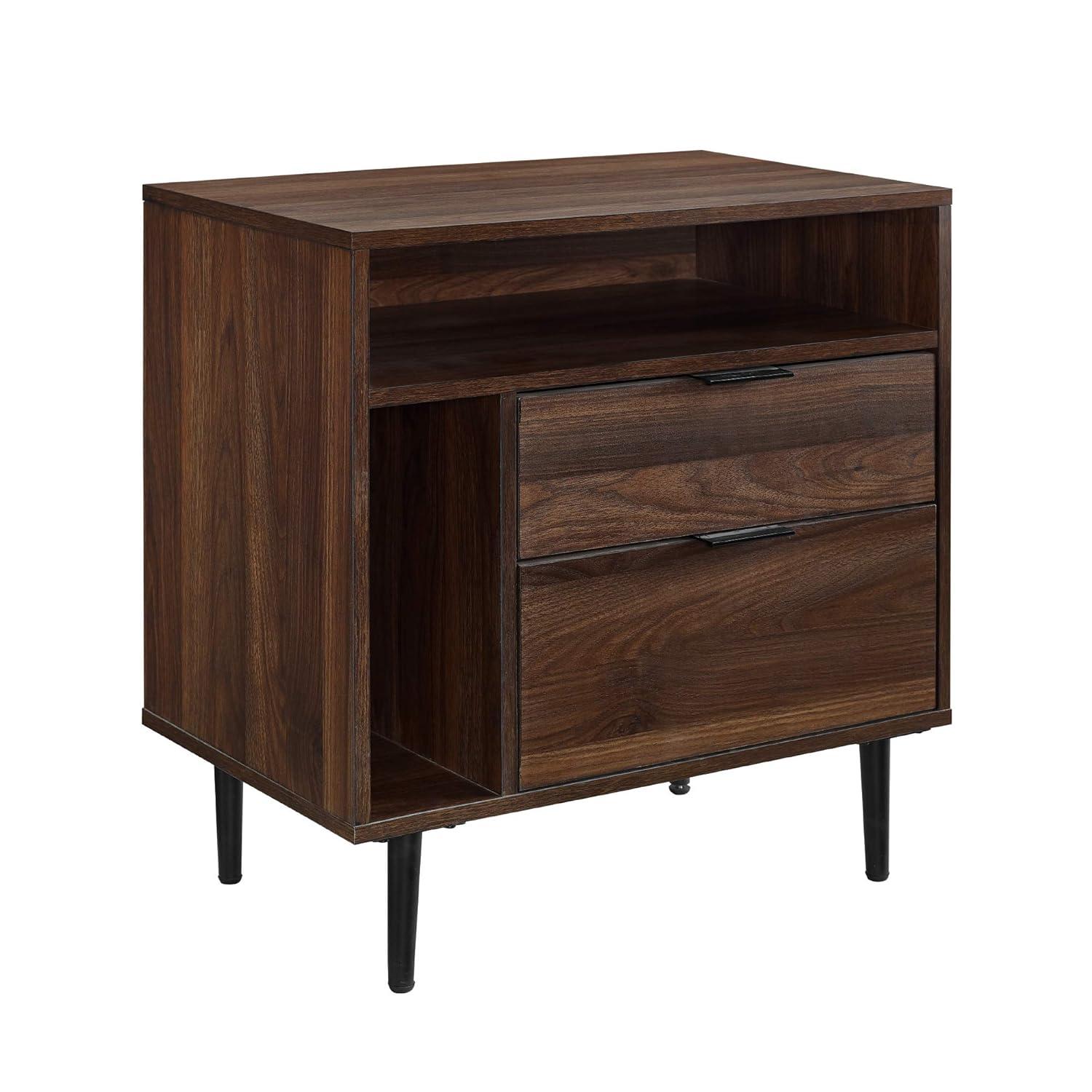 Lincoln 25" Modern Storage Bedroom Nightstand in Dark Walnut