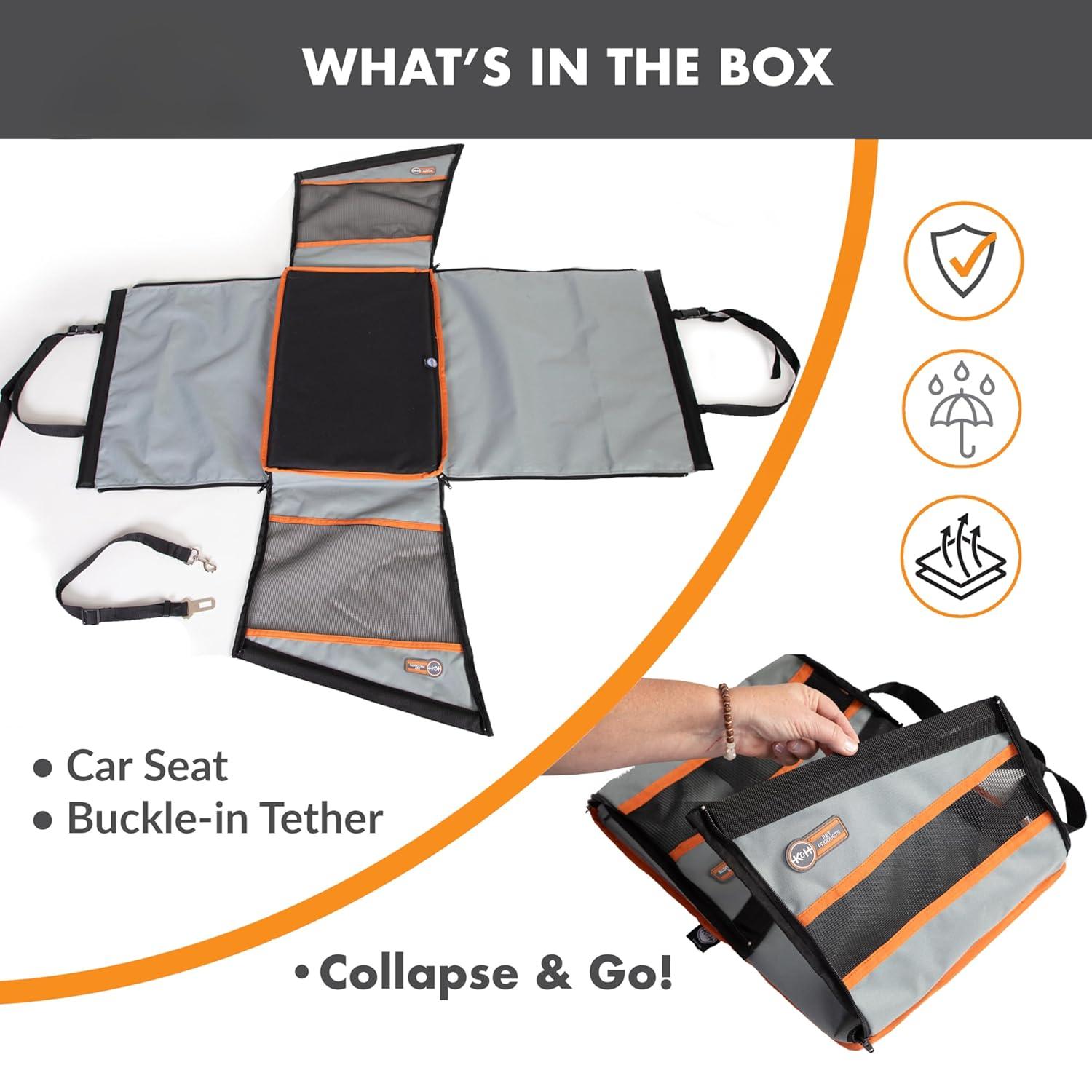 K&H Pet Products Buckle N' Go Dog Car Seat for Pets Gray X-Small 16 X 14 X 14 Inches