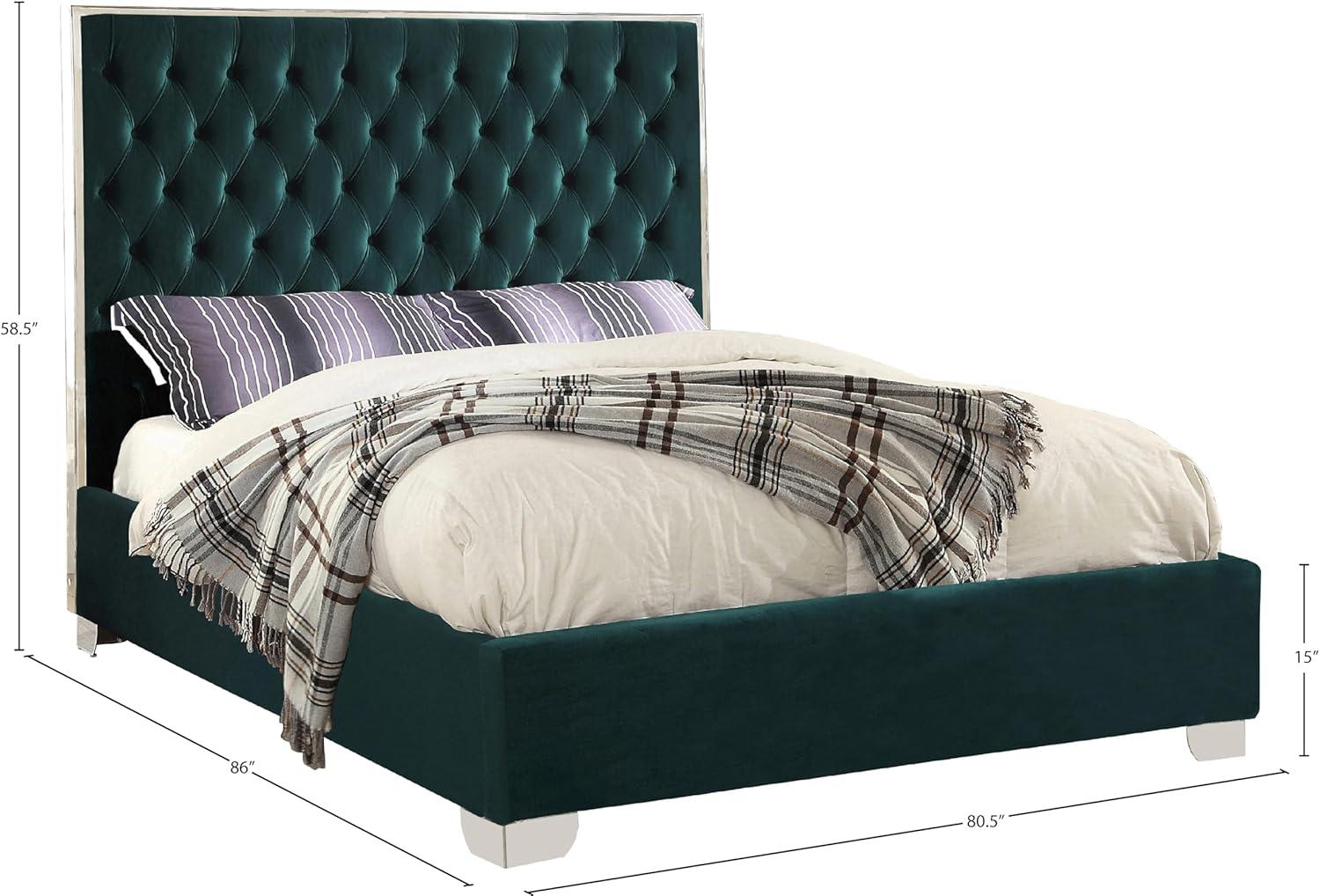 Maykoosh Modern Minimalism Green Velvet King Bed