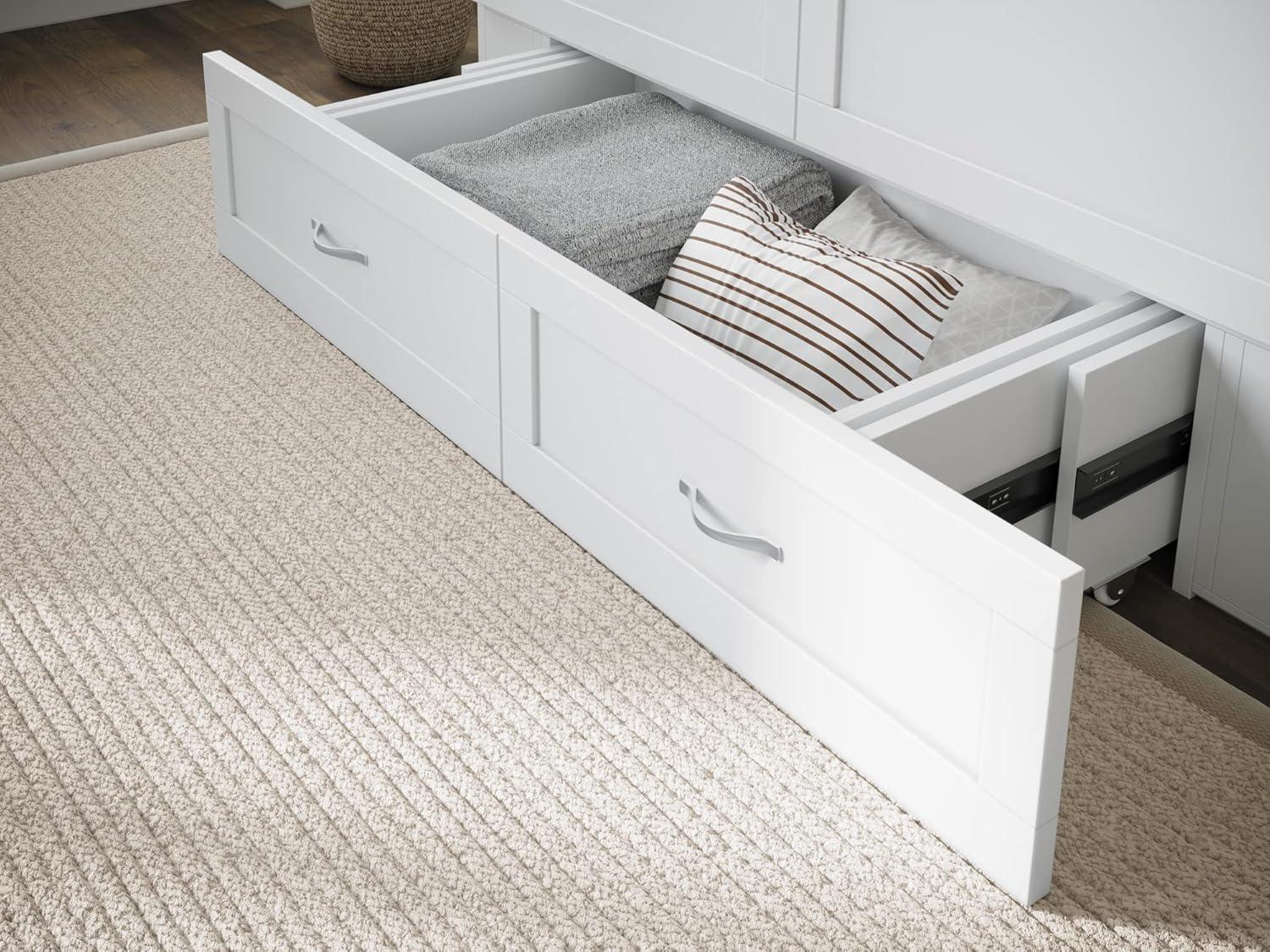 AFI Hamilton Full Solid Wood Murphy Bed Chest with Built-In Charger in White