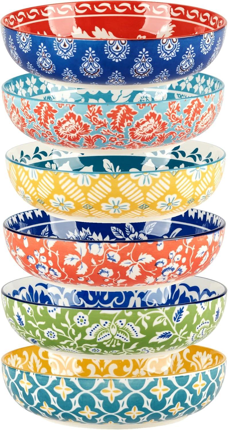 Panache Set of 6 Soup Pasta Bowl 6 asst 9.25in Diam x 2.25in 40oz (Set of 6)