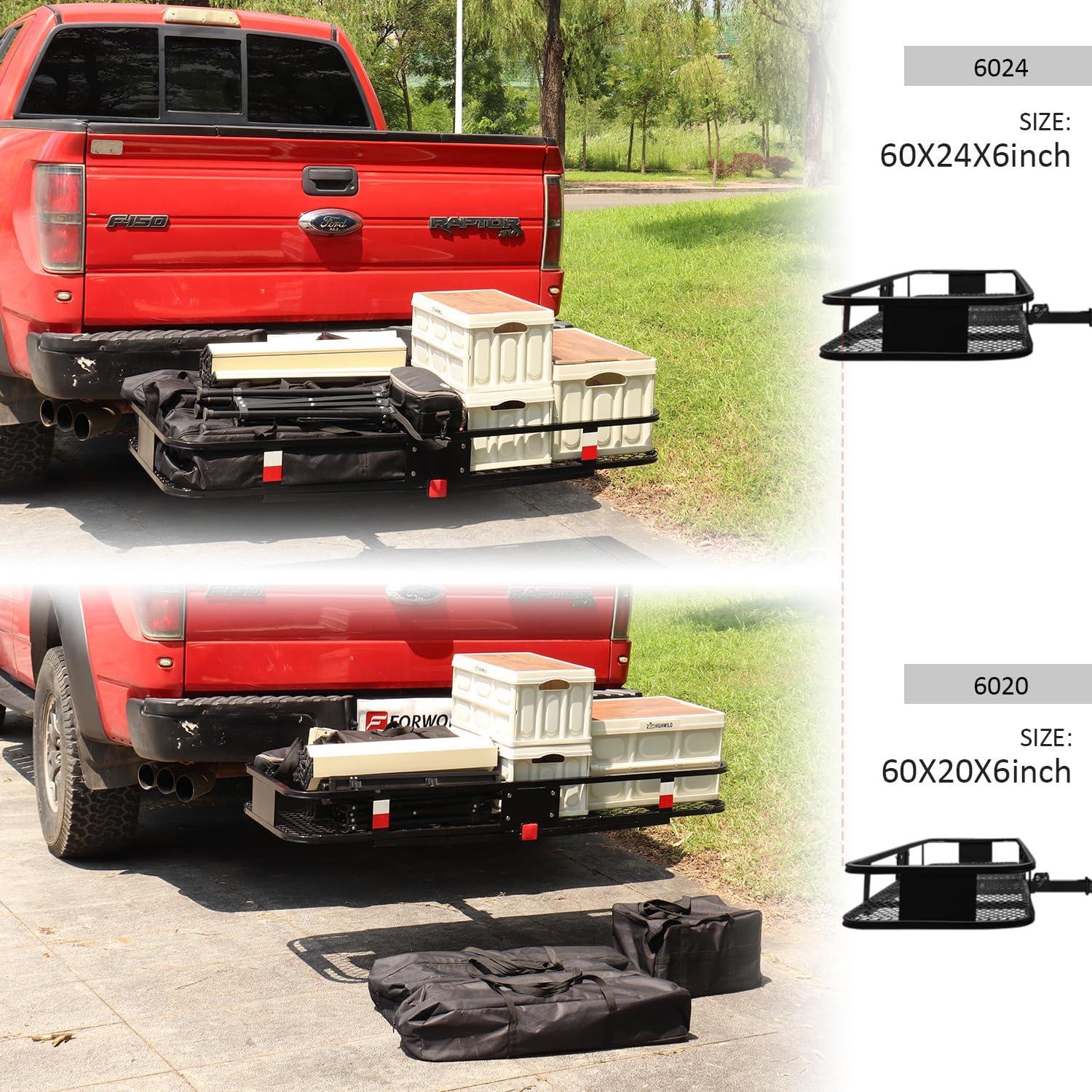 ROCKLAND Rockland 60 x 24-Inch Hitch Cargo Carrier 60-in L x 24-in W x 6-in H Steel Hitch Cargo basket
