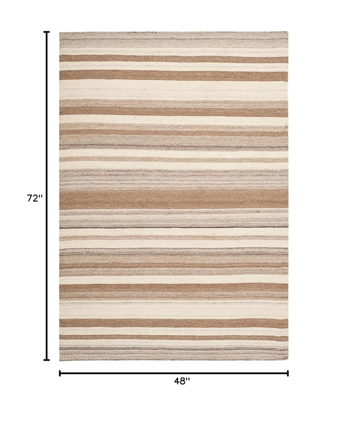 Dhurries DHU631 Hand Woven Flat Weave Area Rug Natural / Camel 4' X 6' - Safavieh.