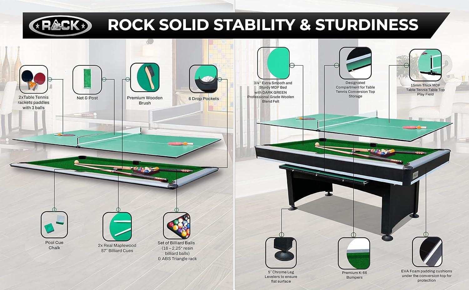 Rack Scorpius 7-Foot Multi Game Billiard/Pool With Table Tennis