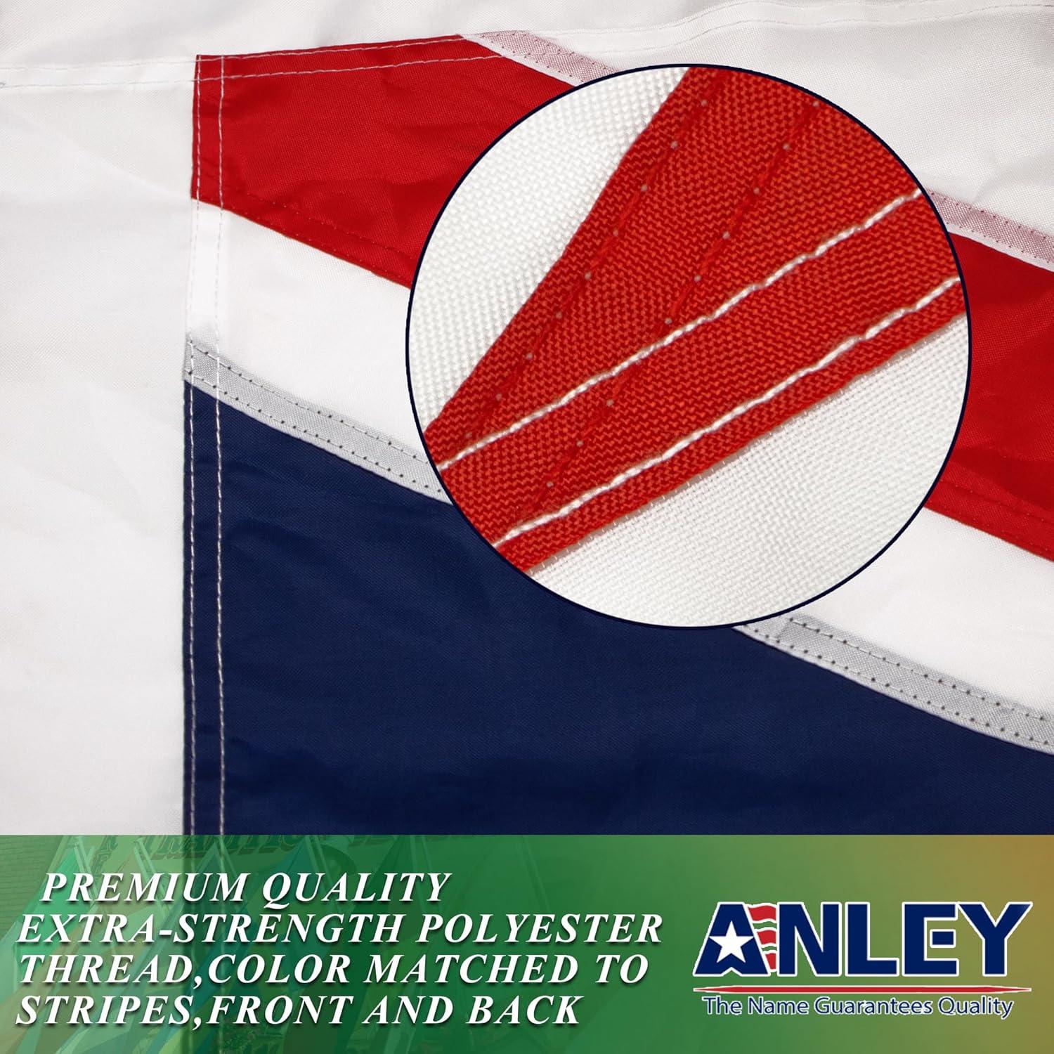 Anley United Kingdom UK Flag 3x5 Foot Heavy Duty Nylon - Embroidery British National Banner Flags
