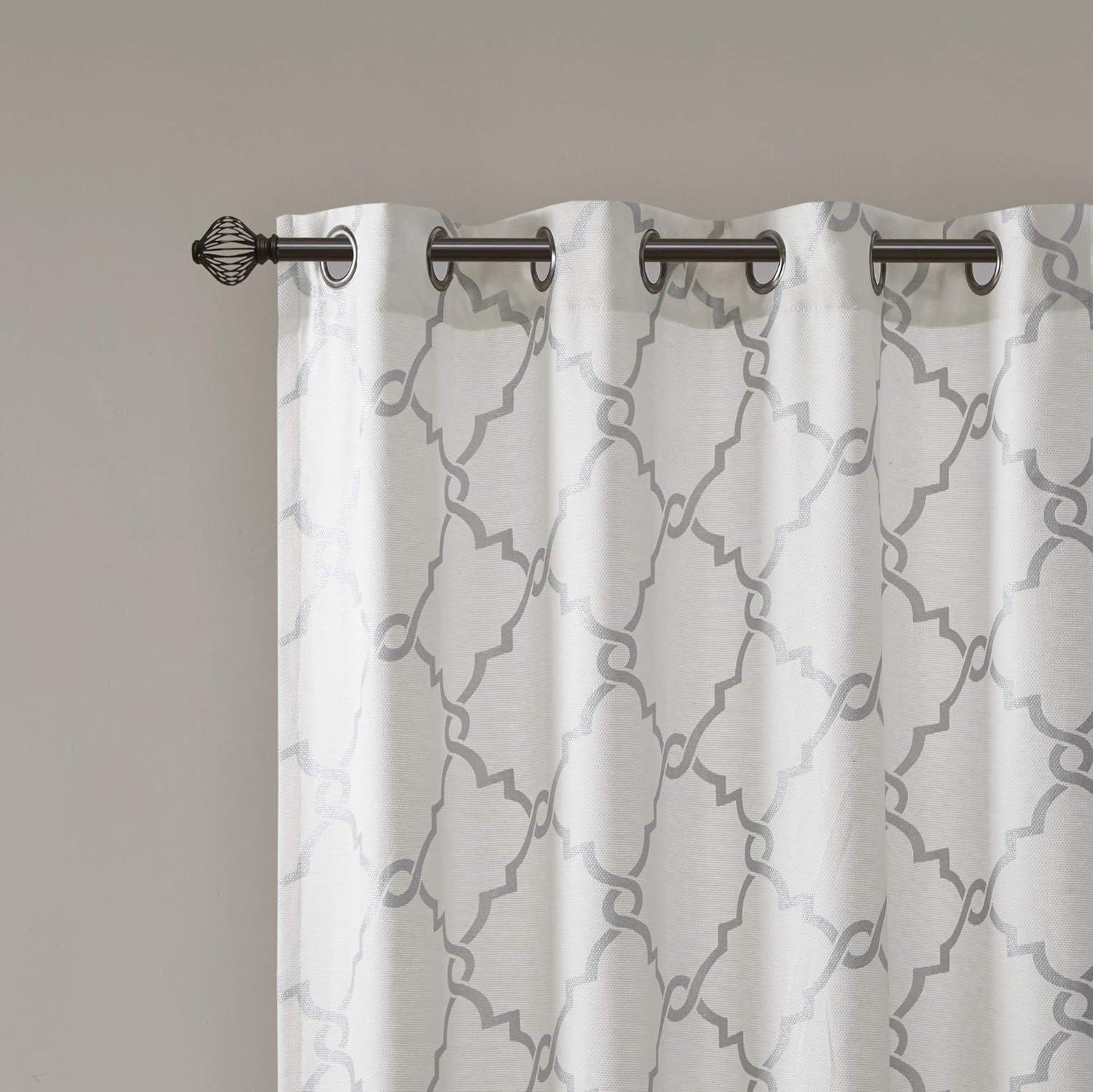 Fretwork Print Grommet Top Window Curtain Panel