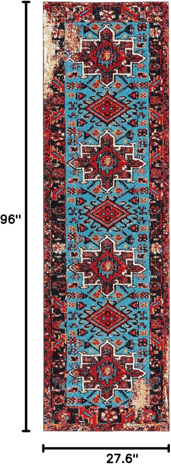 Vintage Hamadan VTH211 Power Loomed Indoor Runner Rug - Red/Light Blue - 2'3"x8' - Safavieh
