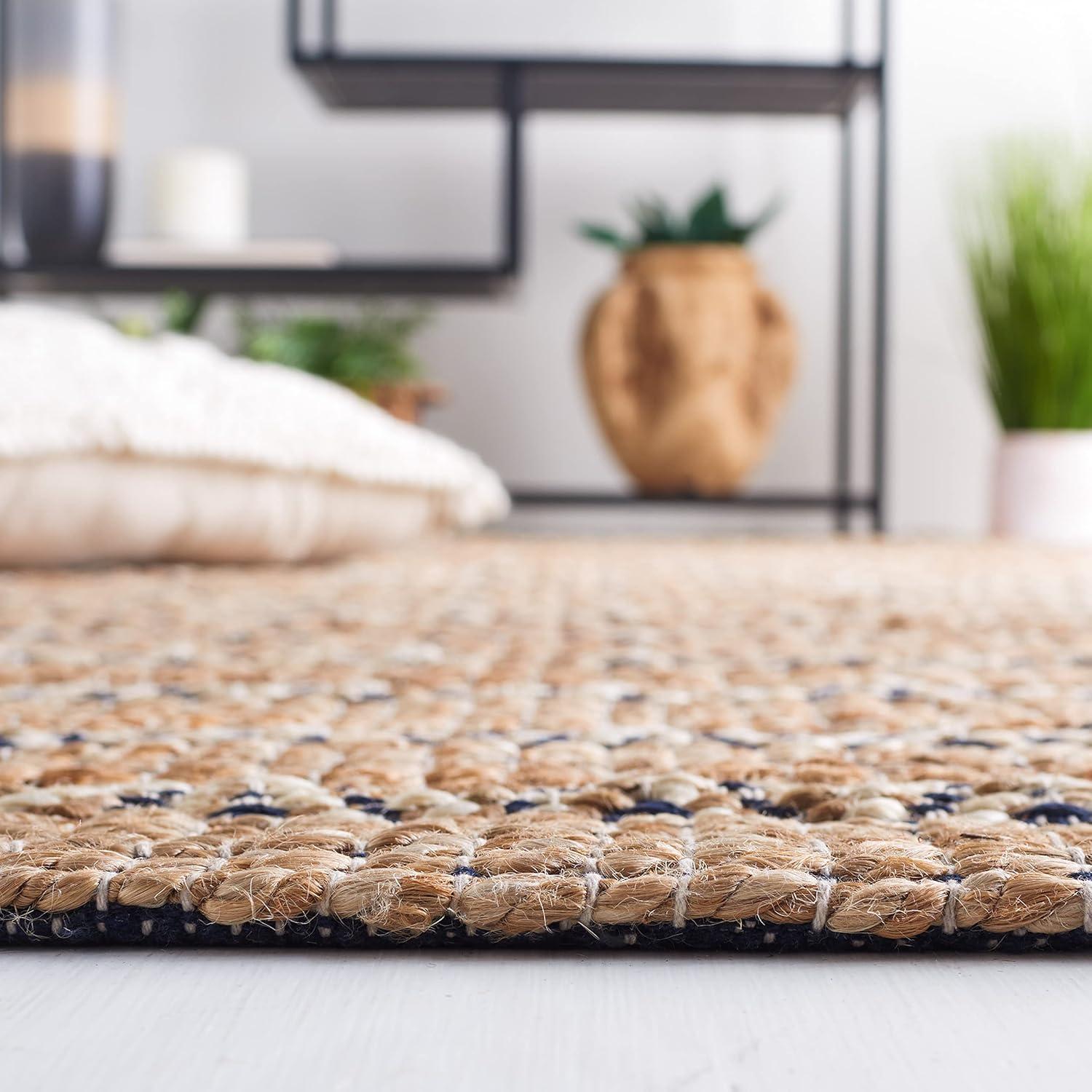Natural Fiber NFB655 Flat Weave Indoor Area Rug - Navy/Natural - 8'x10' - Safavieh