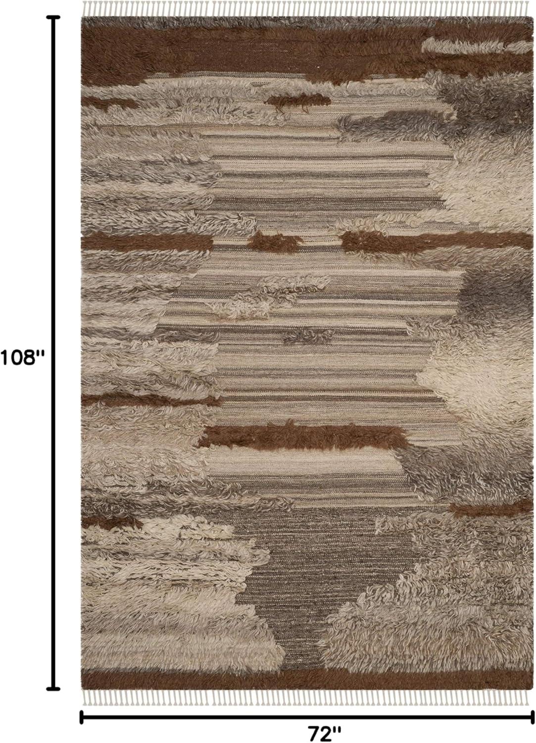 Alimatou Hand Knotted Wool/Cotton Abstract Rug in Gray/Brown