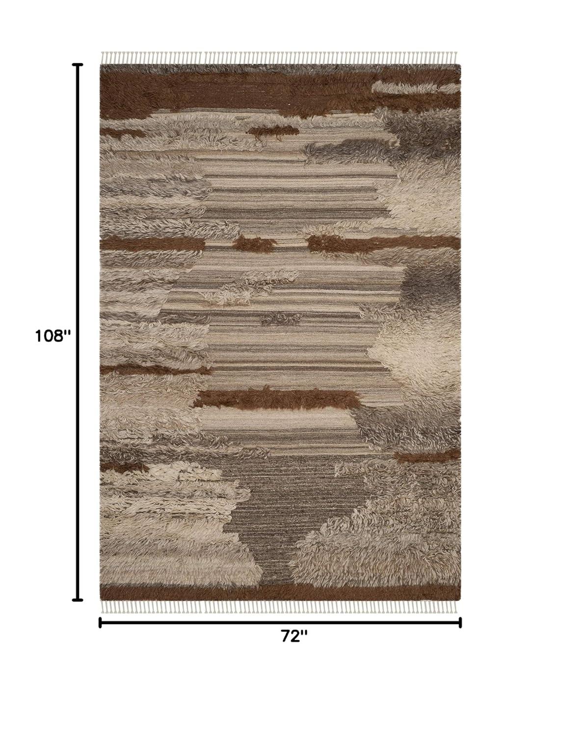 Alimatou Hand Knotted Wool/Cotton Abstract Rug in Gray/Brown