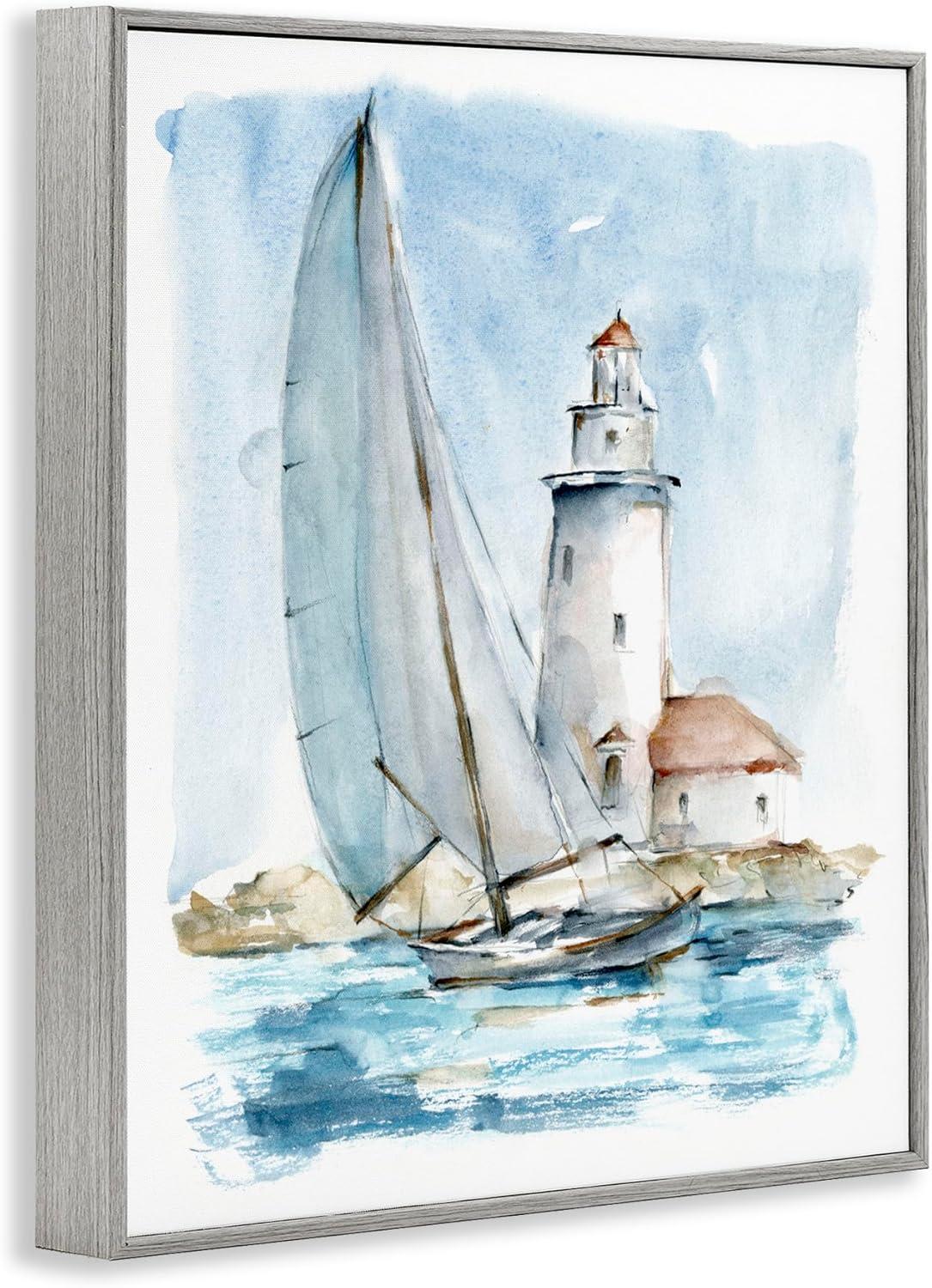 Stupell Industries Au-416-Giclee Nautical Sailboat & Lighthouse by Ethan Harper Painting