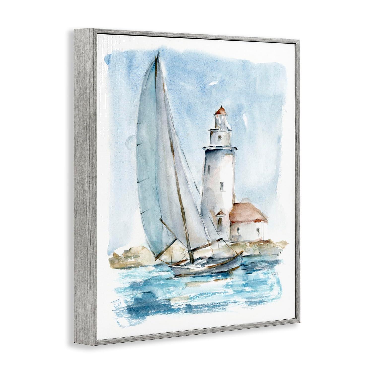 Stupell Industries Au-416-Giclee Nautical Sailboat & Lighthouse by Ethan Harper Painting