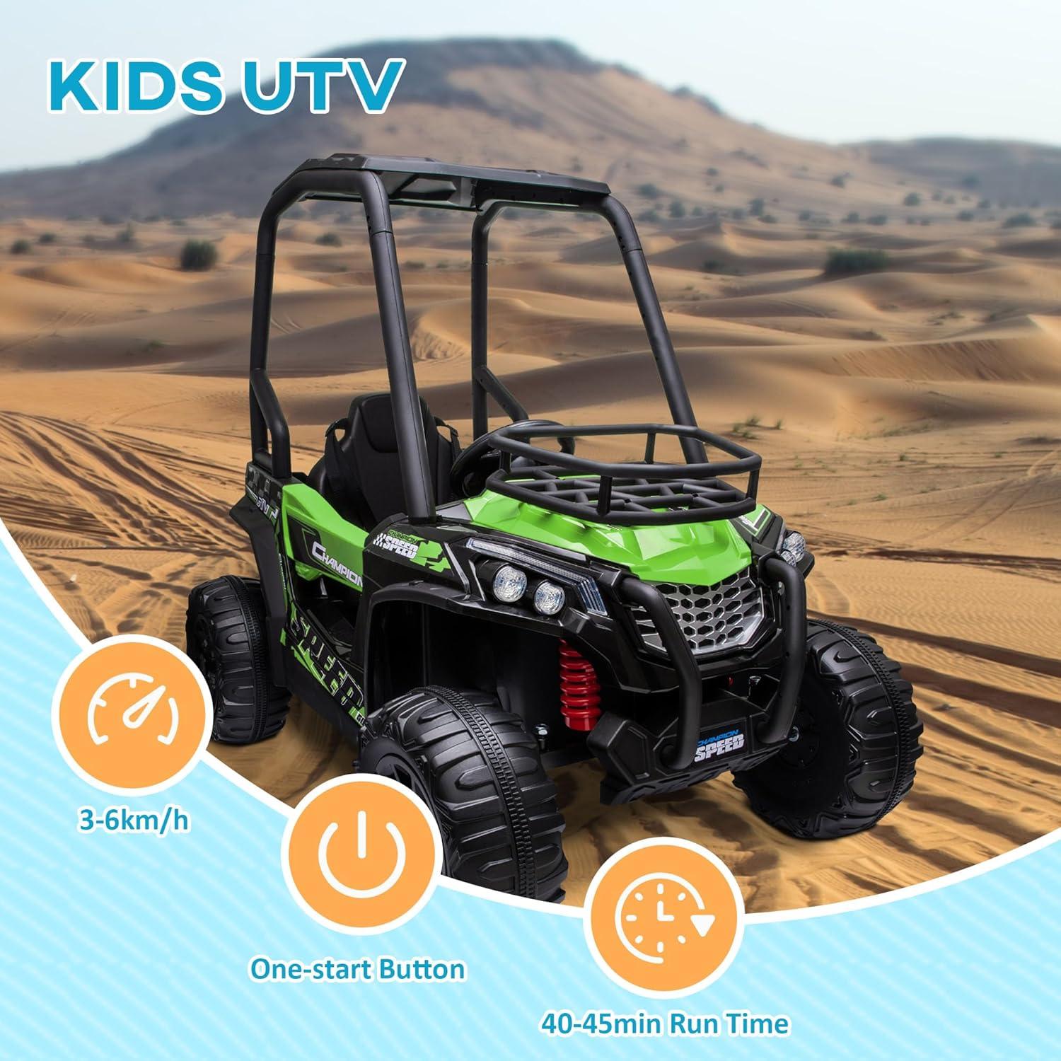 Green 12V Kids UTV Ride-On Car with Remote Control