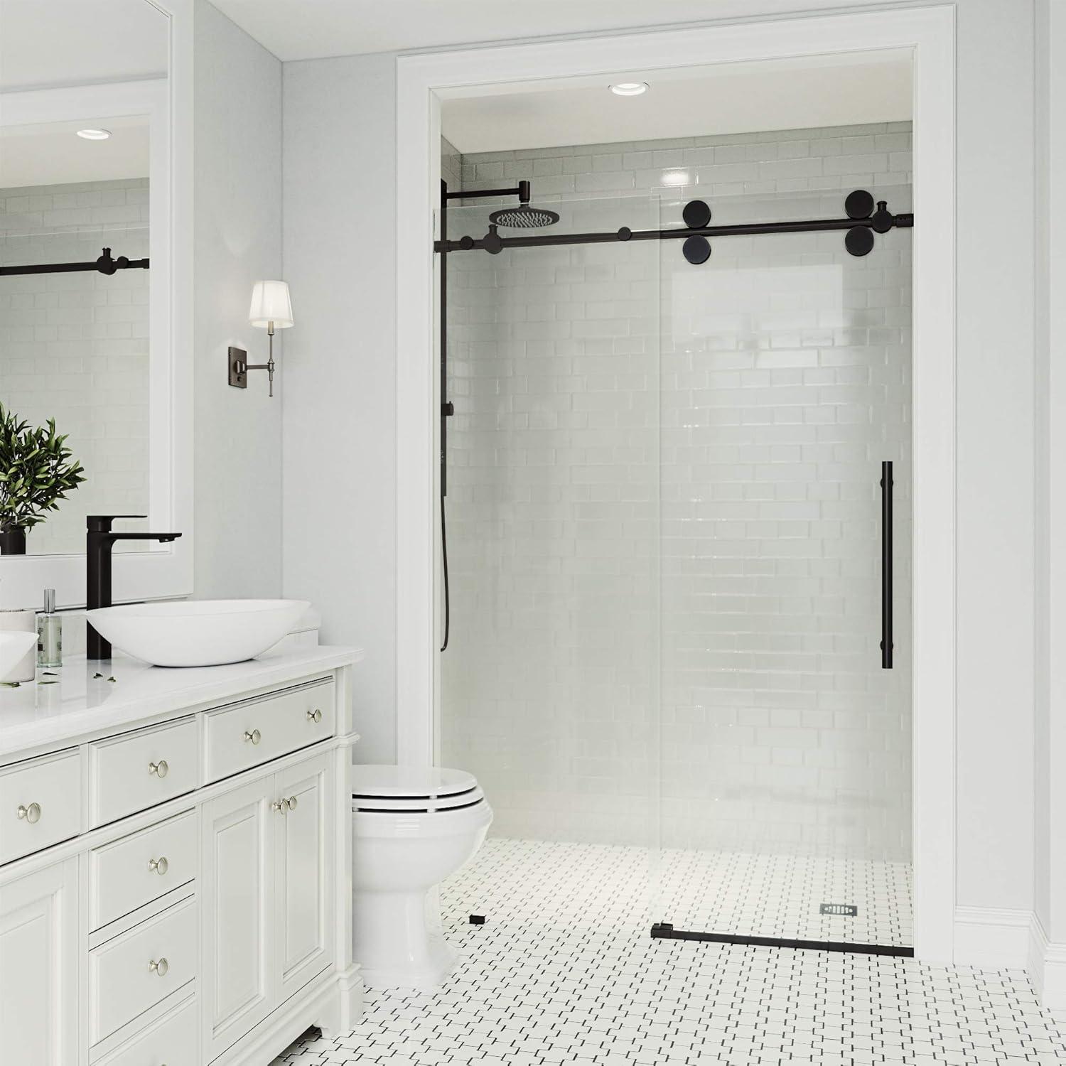 Elan 60-64" W x 74" H Sliding Frameless Shower Door with 3/8" Clear Glass