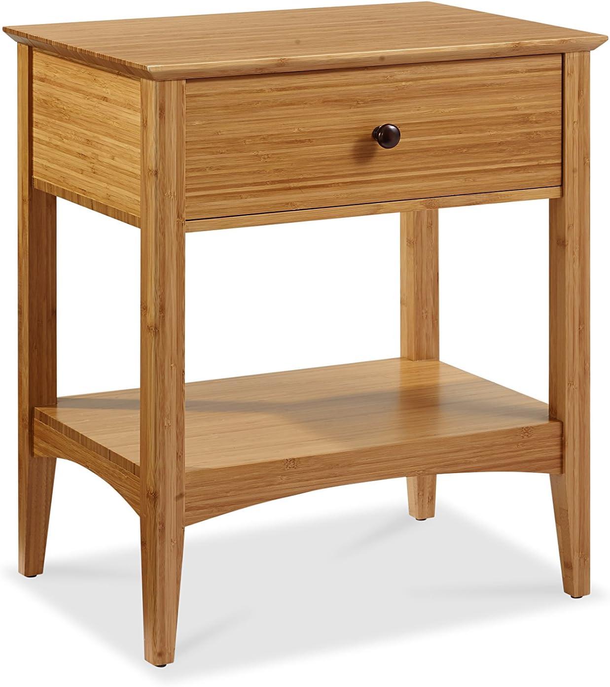 Caramelized Bamboo 1-Drawer Nightstand with Beveled Edges