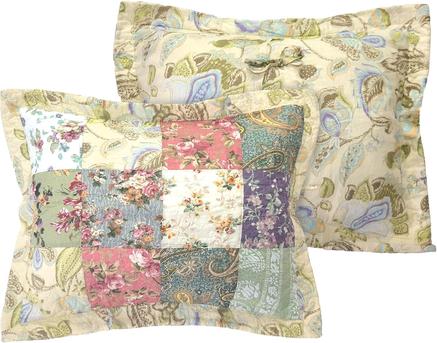 Global Trends Carmel 100% Cotton Authentic Patchwork Quilted Pillow Sham, Standard