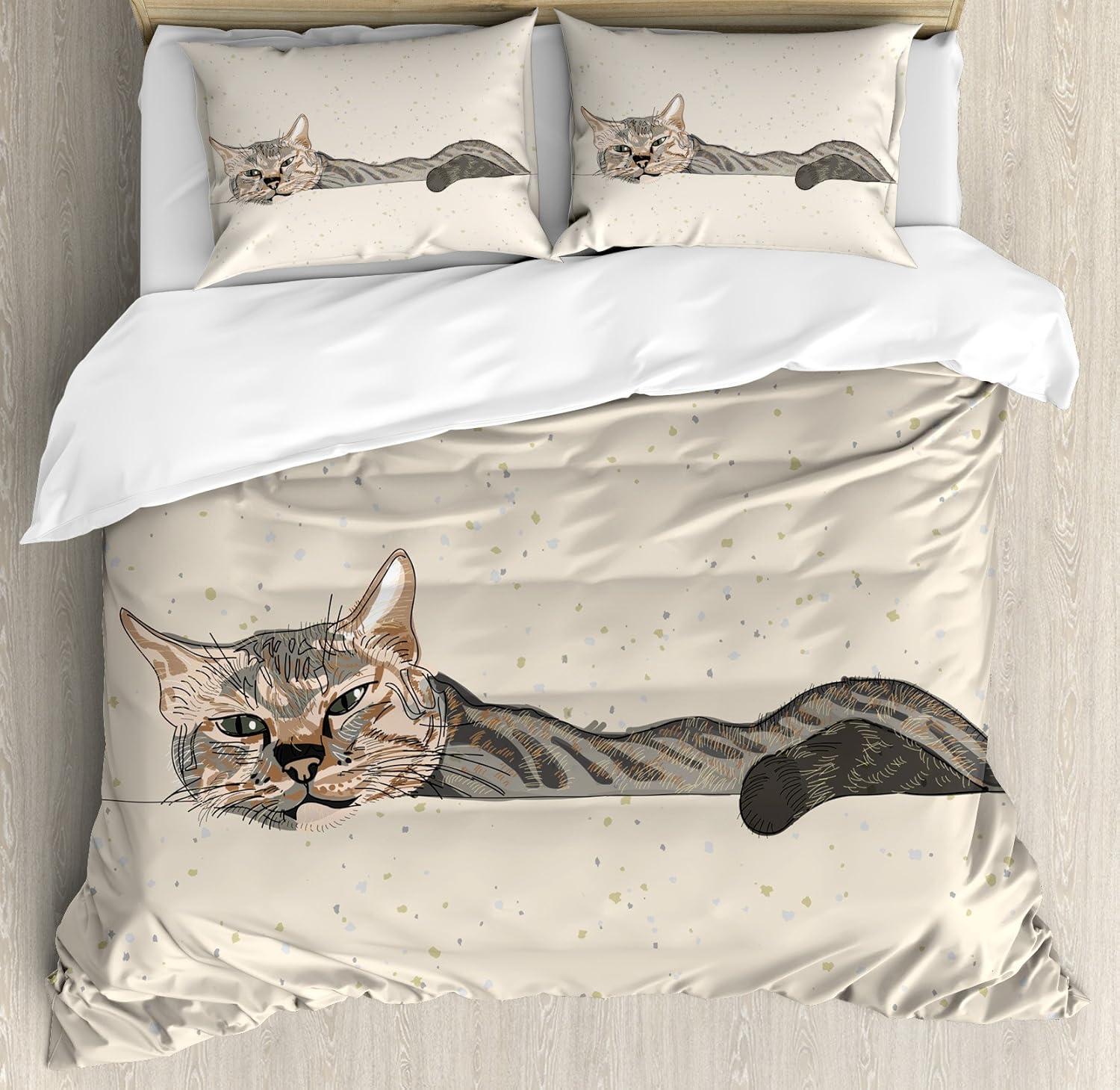 Ambesonne Cat Modern & Contemporary Duvet Cover Set