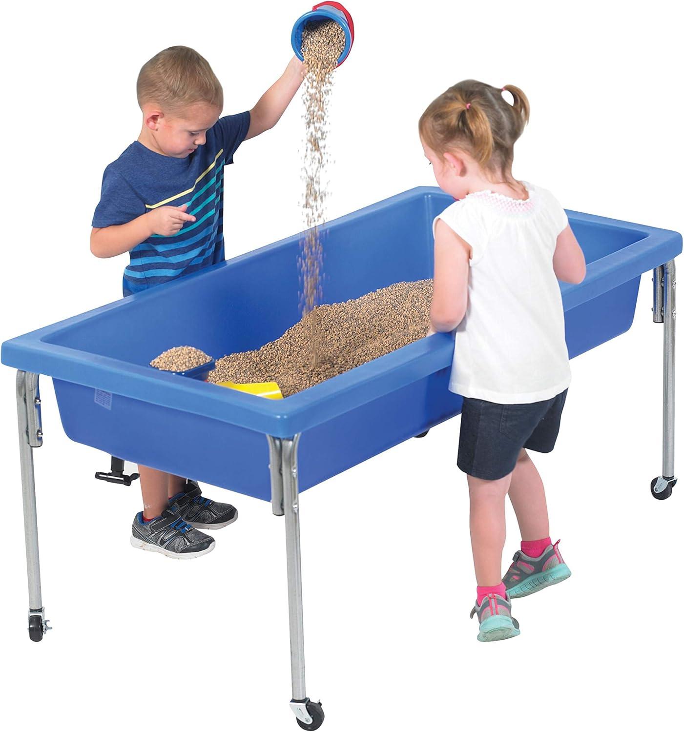 Blue Rectangular Children's Sensory Table with Lid