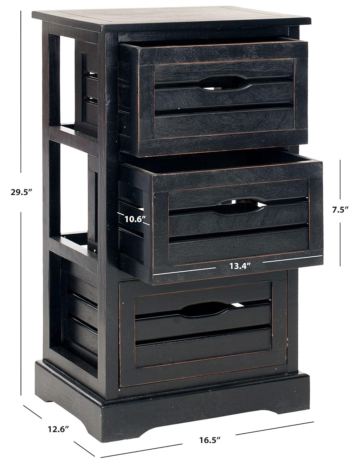 Samara 3 Drawer Cabinet - AMH5713 - Distressed Black - Safavieh Couture