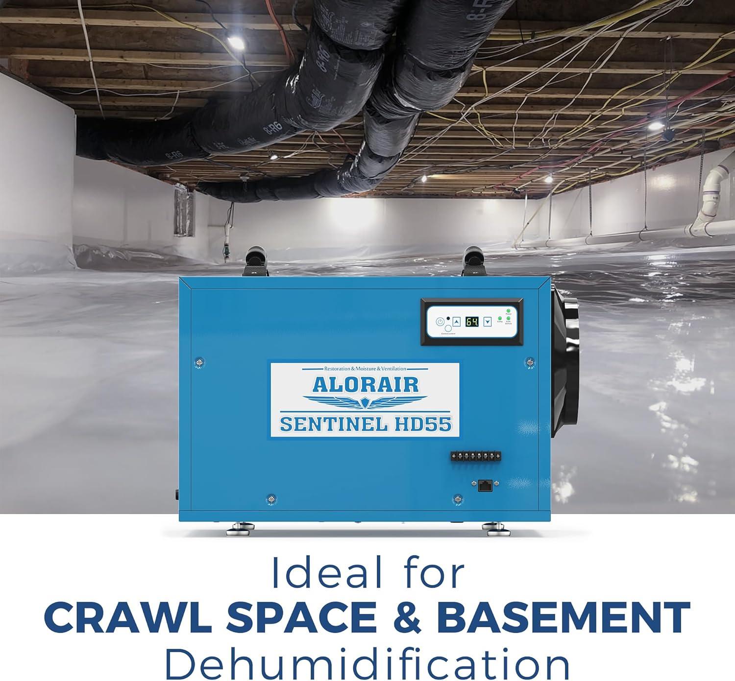 ALORAIR 113 Pints Commercial Dehumidifiers for Basement, Crawl Space Dehumidifier with Drain Hose, Blue