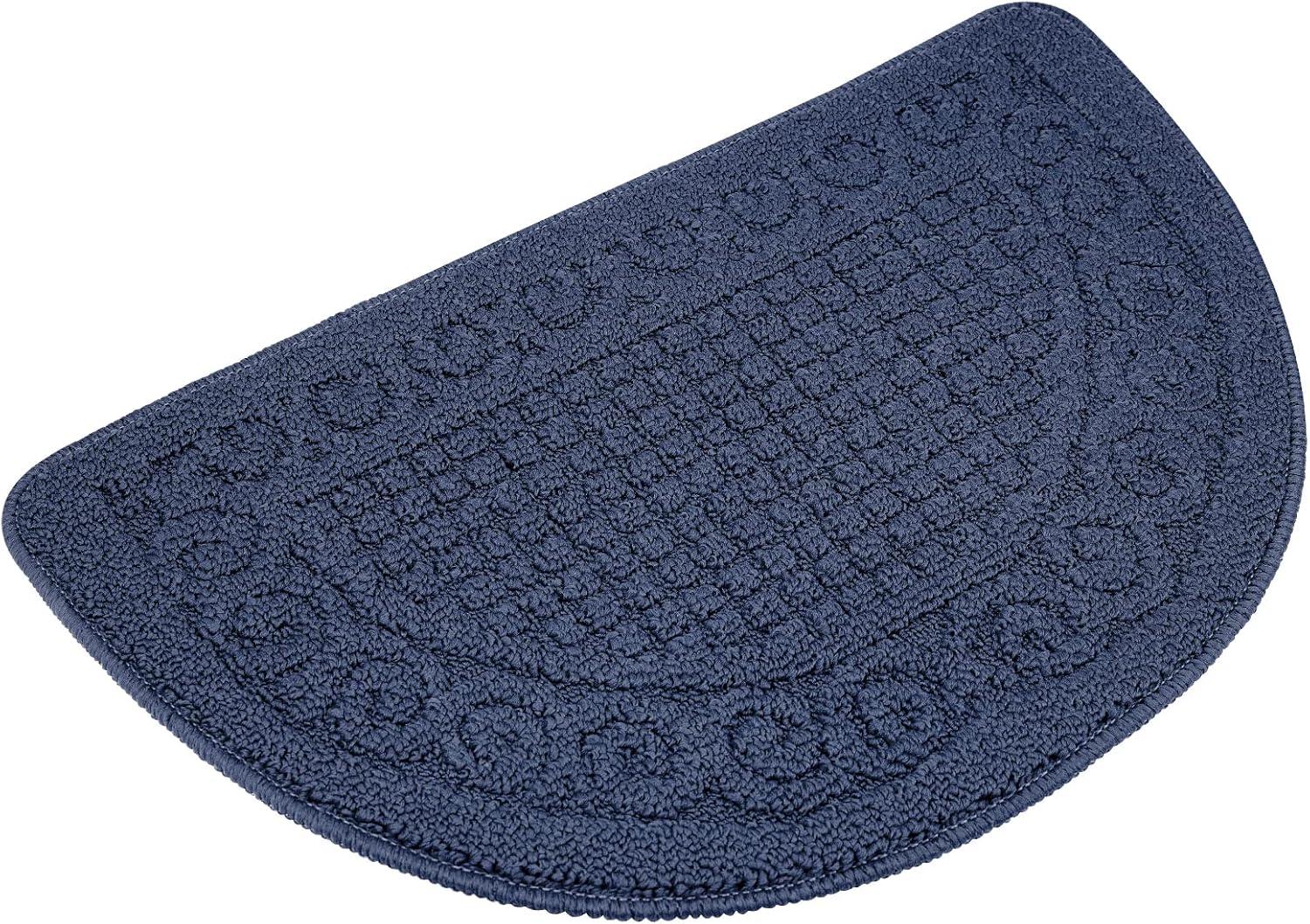 Half Round Non-Slip Kitchen Bedroom Toilet Doormat Floor Rug Mat Keeps Your Floors Clean Decorative Design (Large, Blue)