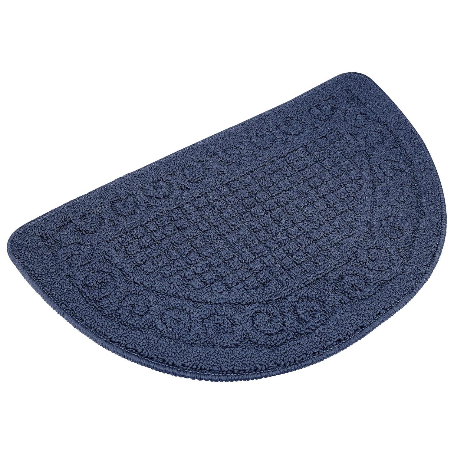 Half Round Non-Slip Kitchen Bedroom Toilet Doormat Floor Rug Mat Keeps Your Floors Clean Decorative Design (Large, Blue)