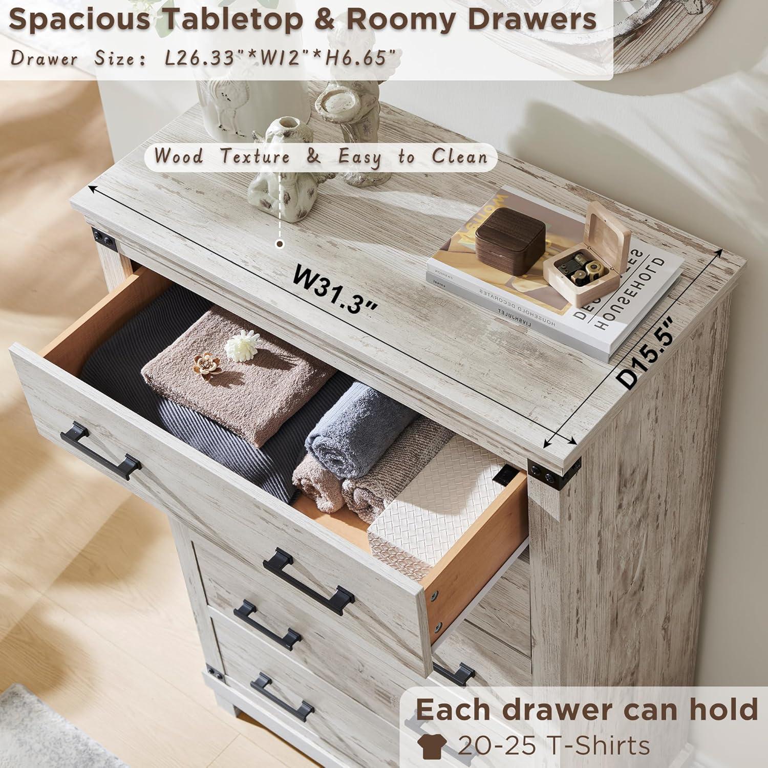 Farmhouse 8 Drawer Dresser for Bedroom with Adjustable Shelf, Wood Long Chest of Drawers with Thick Plank Styling, Rustic Large Closet Dresser for Bedroom, Living Room, Light Rustic Oak Color