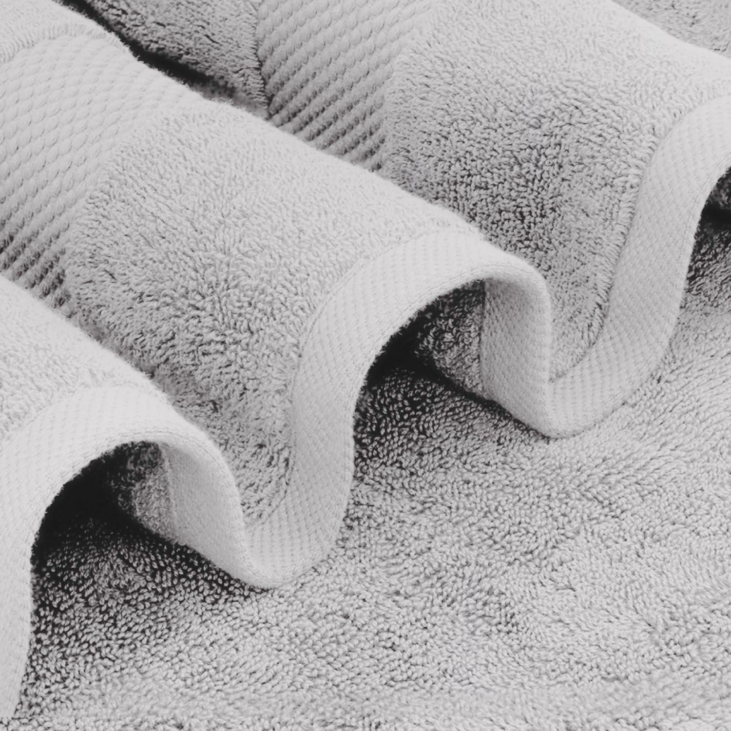 White Classic Luxury 100% Huge Cotton Bath Sheets Set of 2 - 35x70" Light-Grey