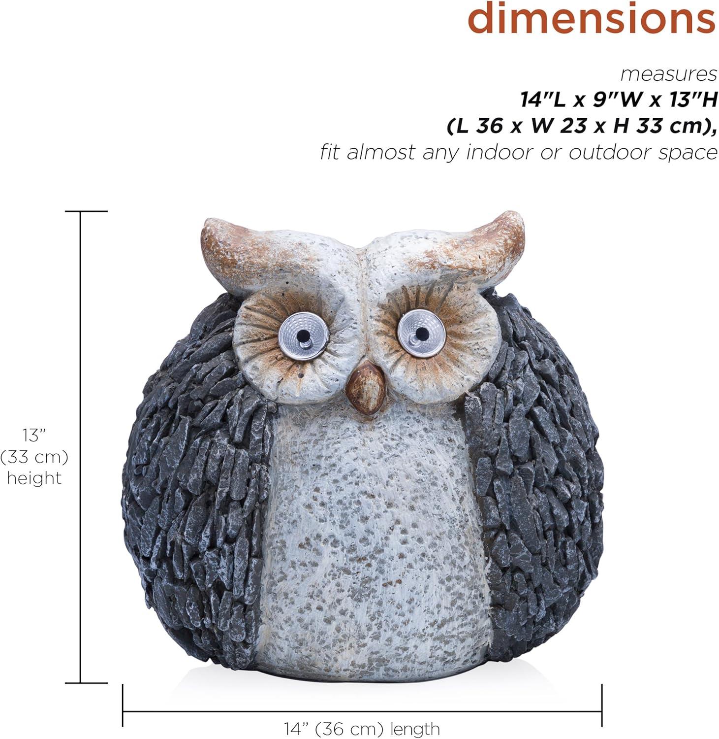 Alpine Corporation 13-inch Plastic Solar Powered Owl Outdoor Statue