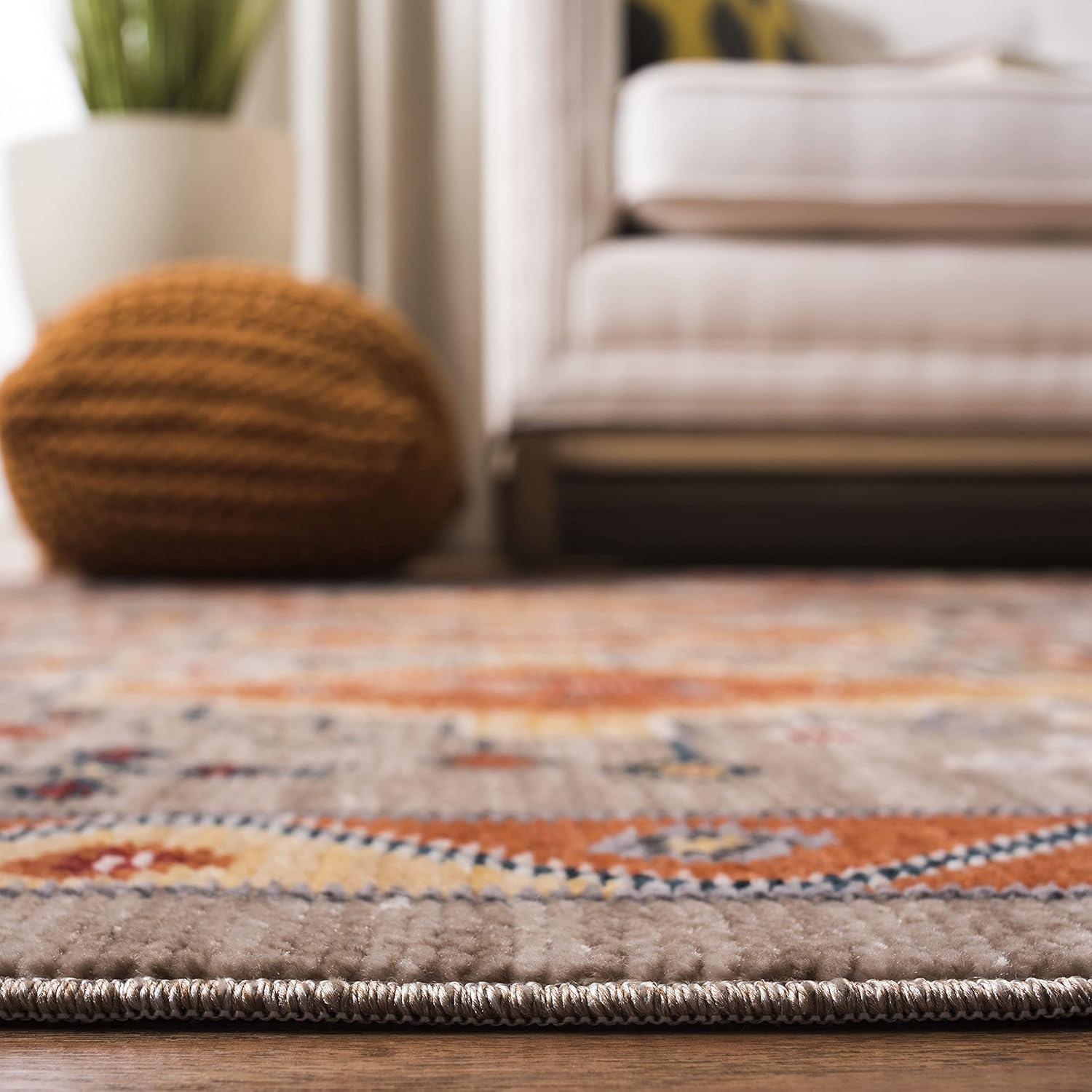 Blue and Orange Braided Cotton Boho Runner Rug