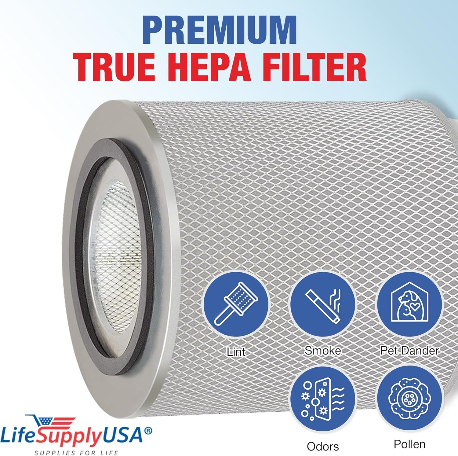 LifeSupplyUSA True HEPA Filter Replacement Compatible with Austin Air HM 400 HealthMate HM-400 HM400 FR400 Air Purifier