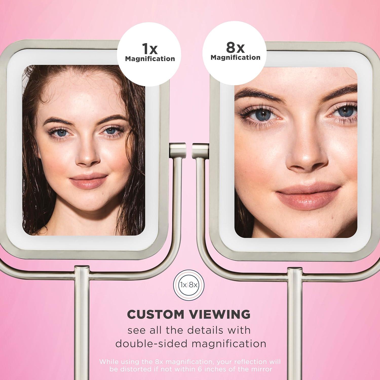 Frameless Lighted Magnifying Makeup / Shaving Mirror