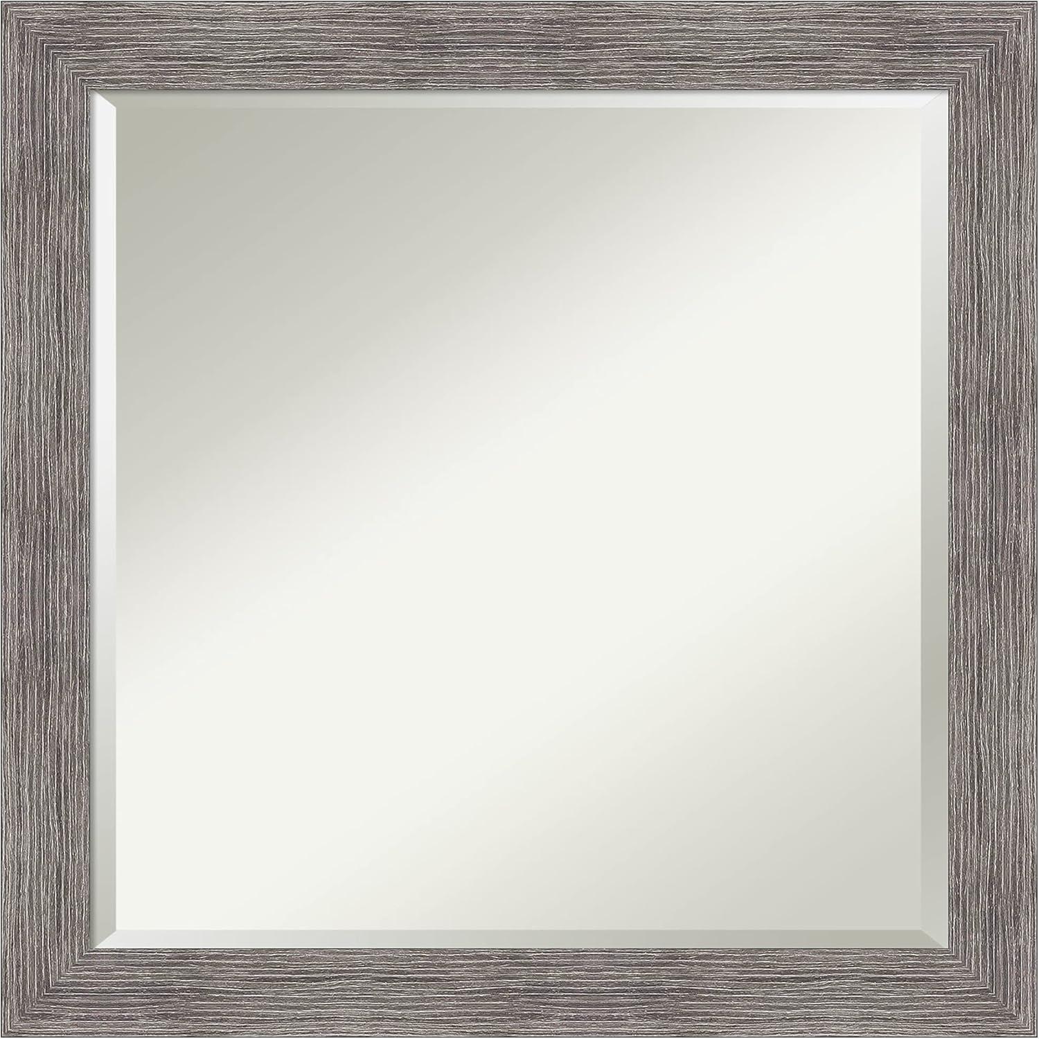 Pinstripe Narrow Framed Bathroom Vanity Wall Mirror Gray - Amanti Art