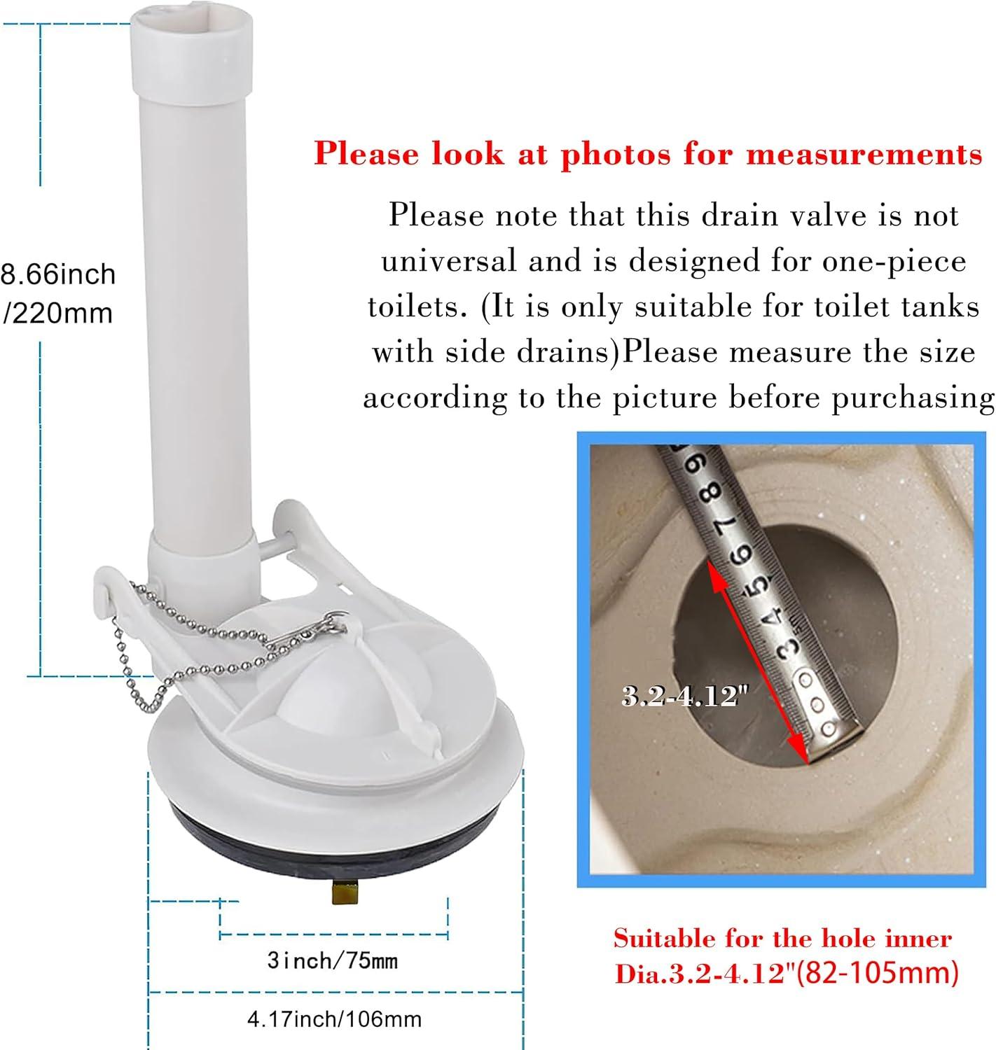 3-Inch White Plastic Toilet Flush Valve Replacement Kit