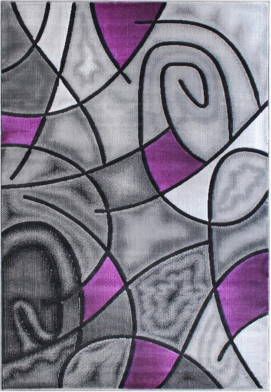 Braided Reversible Purple Abstract Synthetic 5' x 7' Rug