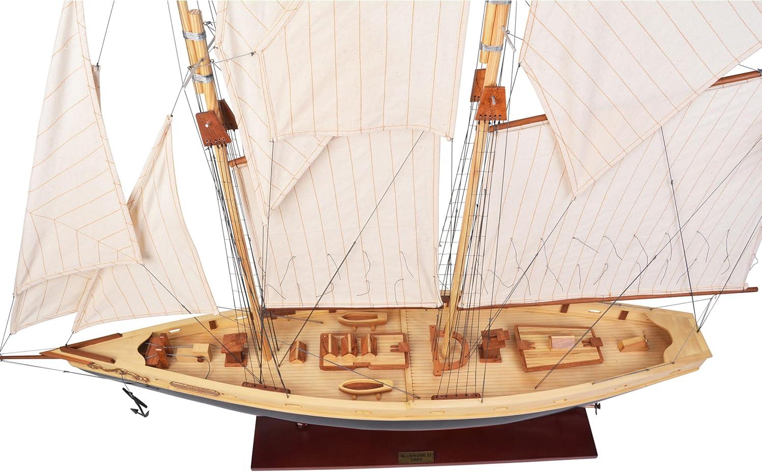 Authentic Models Model Ship - Bluenose II Painted Yacht Replica, Vintage Sailboat and Nautical Decor for Home, Bathroom or Nursery, Wooden Model Ship Antique for Adults (47 x 9 x 41 inch)