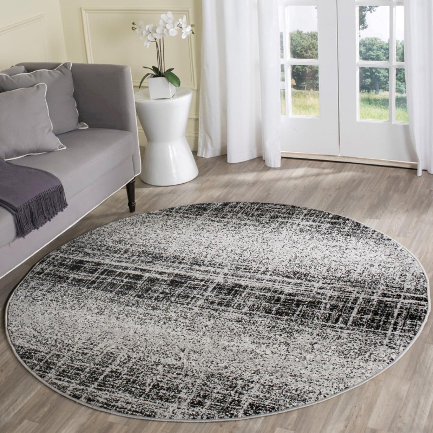 Adirondack ADR116 Machine Made Indoor Area Rug - Silver/Black - 5'-1"x7'-6" - Safavieh