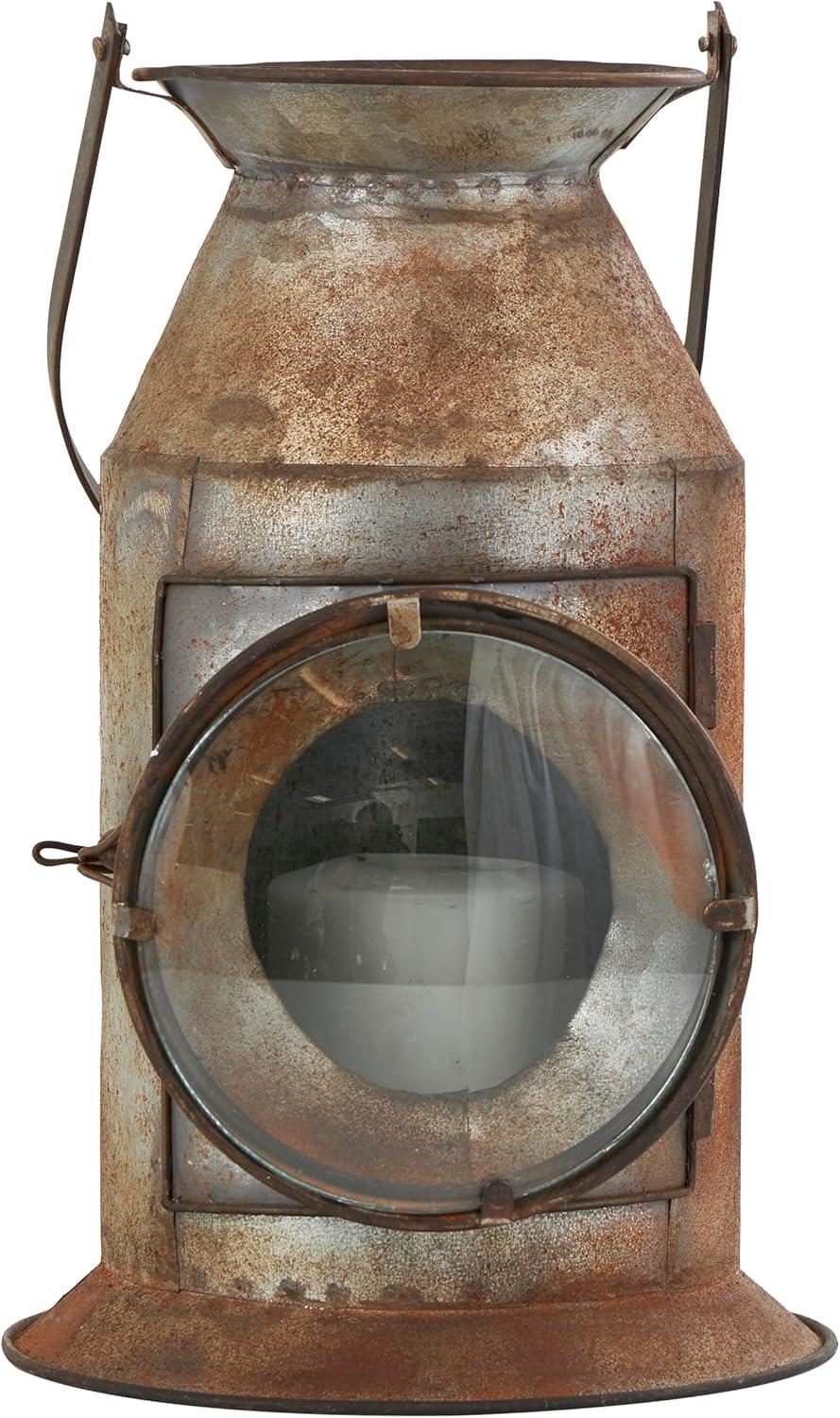 Rustic Gray Metal Hanging Candle Lantern, 8" x 19"