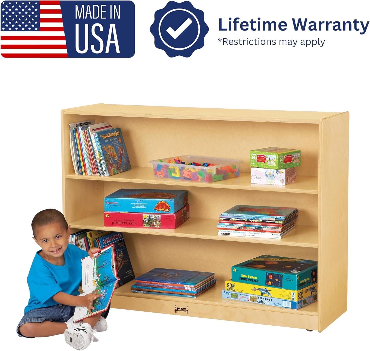 Adjustable Baltic Birch Kids Mobile Bookcase with Shelves