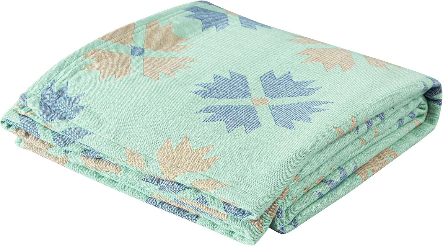 King Size Mint Green Boho Cotton Reversible Throw Blanket