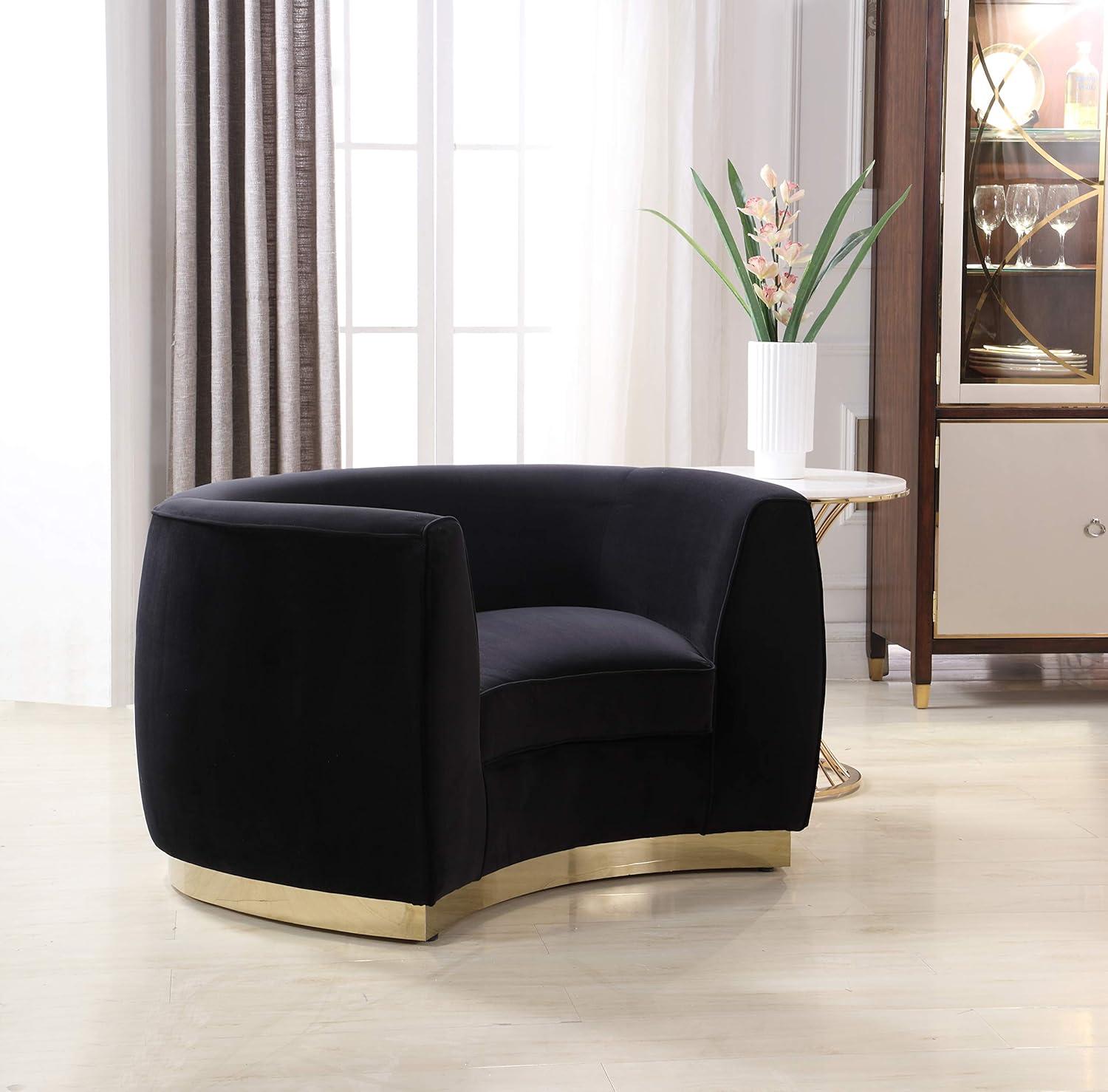 Meridian Furniture Julian Velvet Accent Chair in Black and Gold