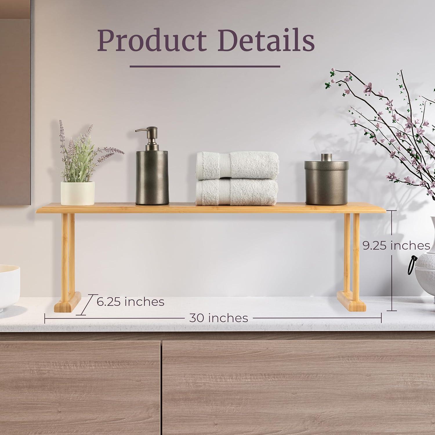 Lavish Home Bamboo Sink Shelf - Countertop Organizer Kitchen, Bathroom, Bedroom, Office - Space-Saving Storage for Soap, Sponges, and Cleaners