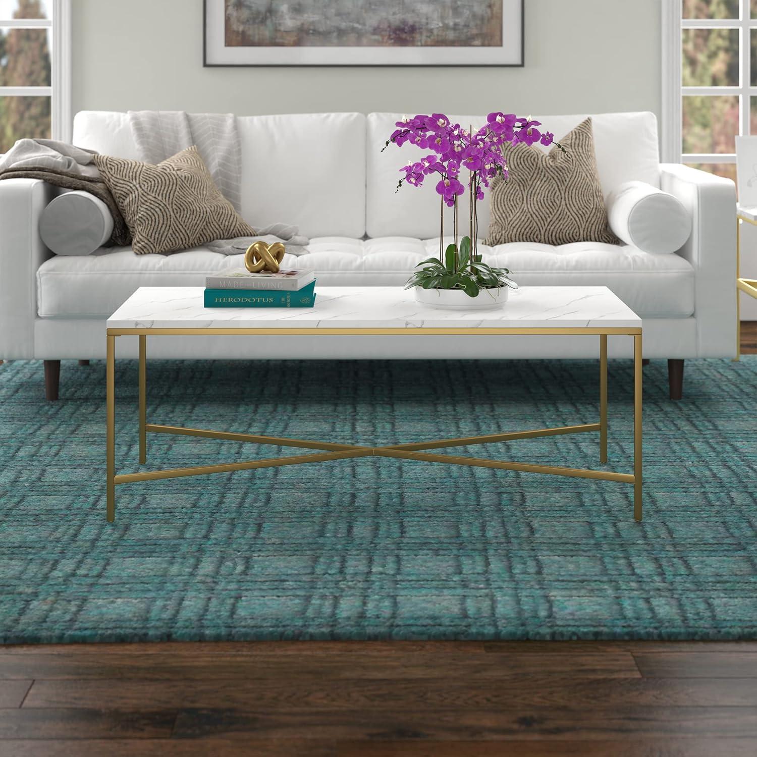 Henn&Hart Brass Coffee Table with Glass Top