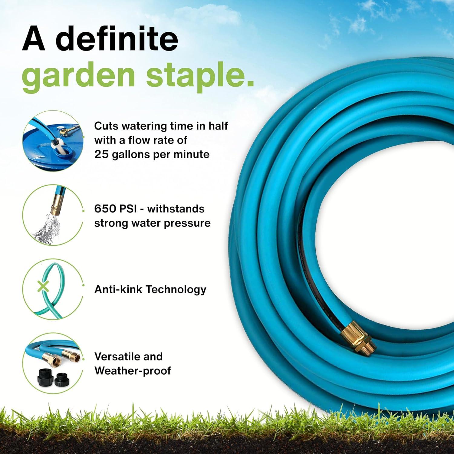 1" x 50 Ft. Commercial Grade Heavy Duty Garden Hose by Aeromixer