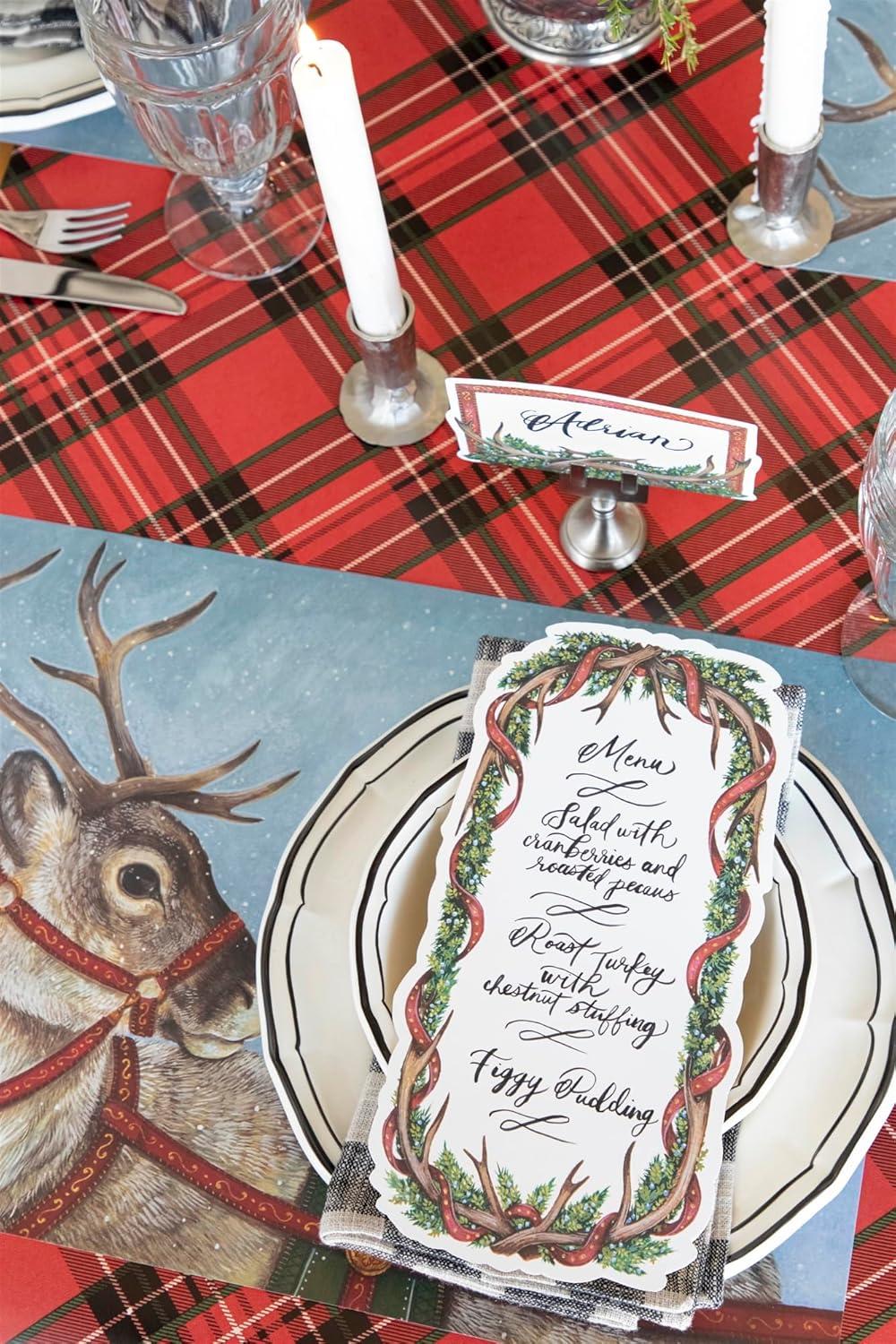 Red Plaid Paper Table Runner for Holiday Parties