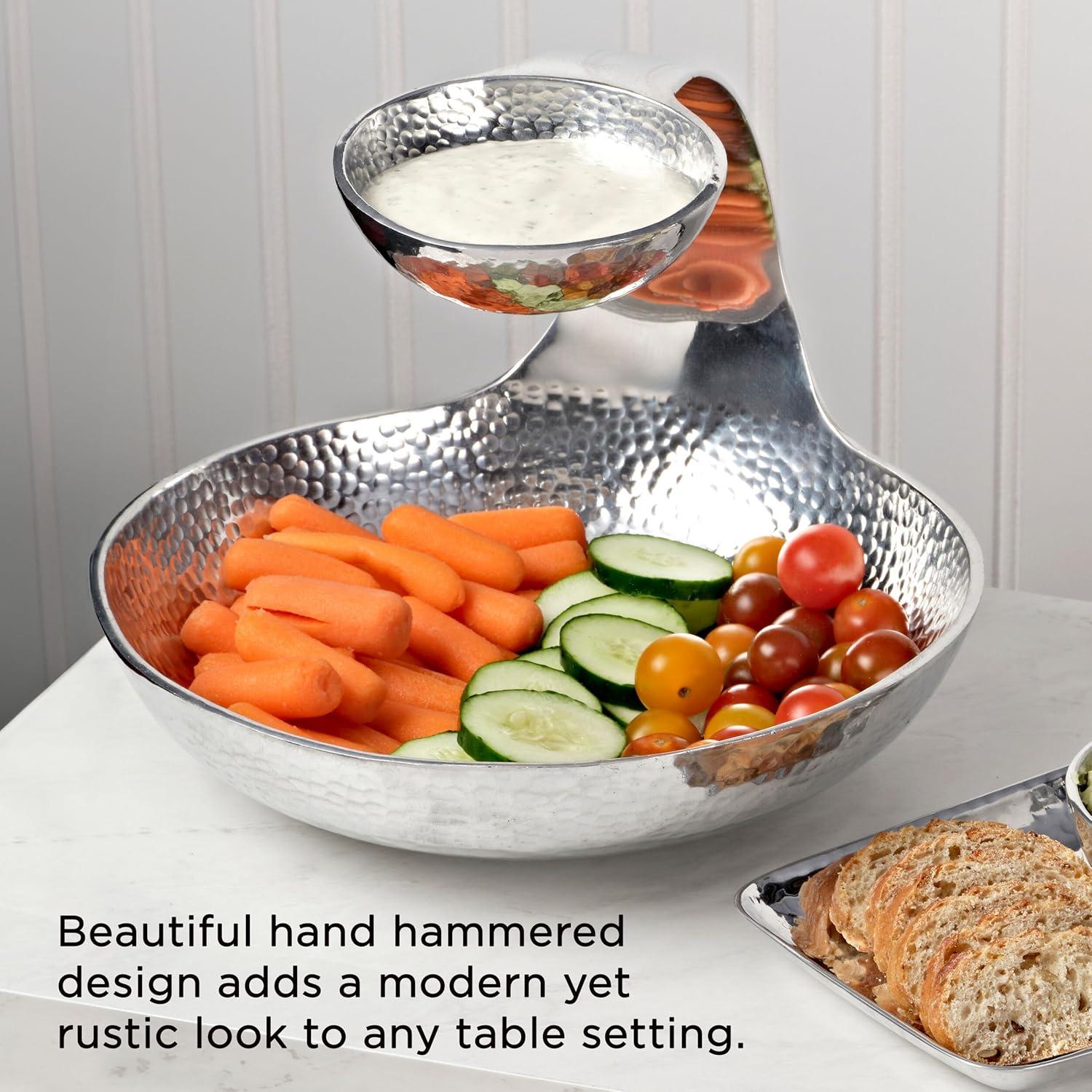 Towle Silversmiths Towle Hammersmith Gooseneck Chip and Dip Server, 11-Inch
